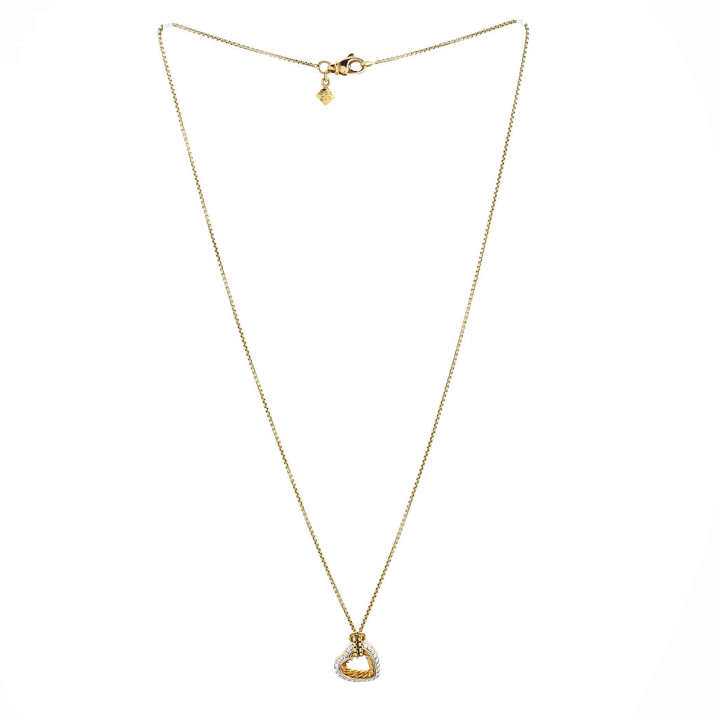 Cable Heart Pendant Necklace 18K Yellow Gold with Diamonds