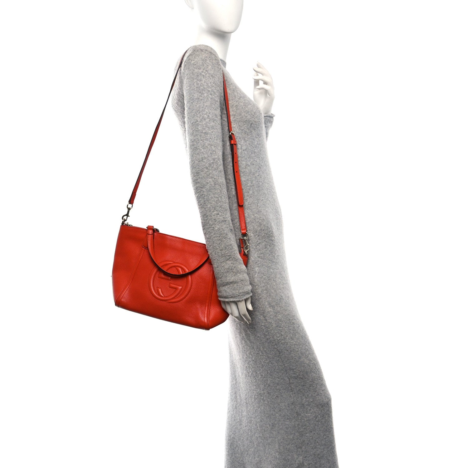 Pebbled Calfskin Small Soho Top Handle Bag Sun Orange