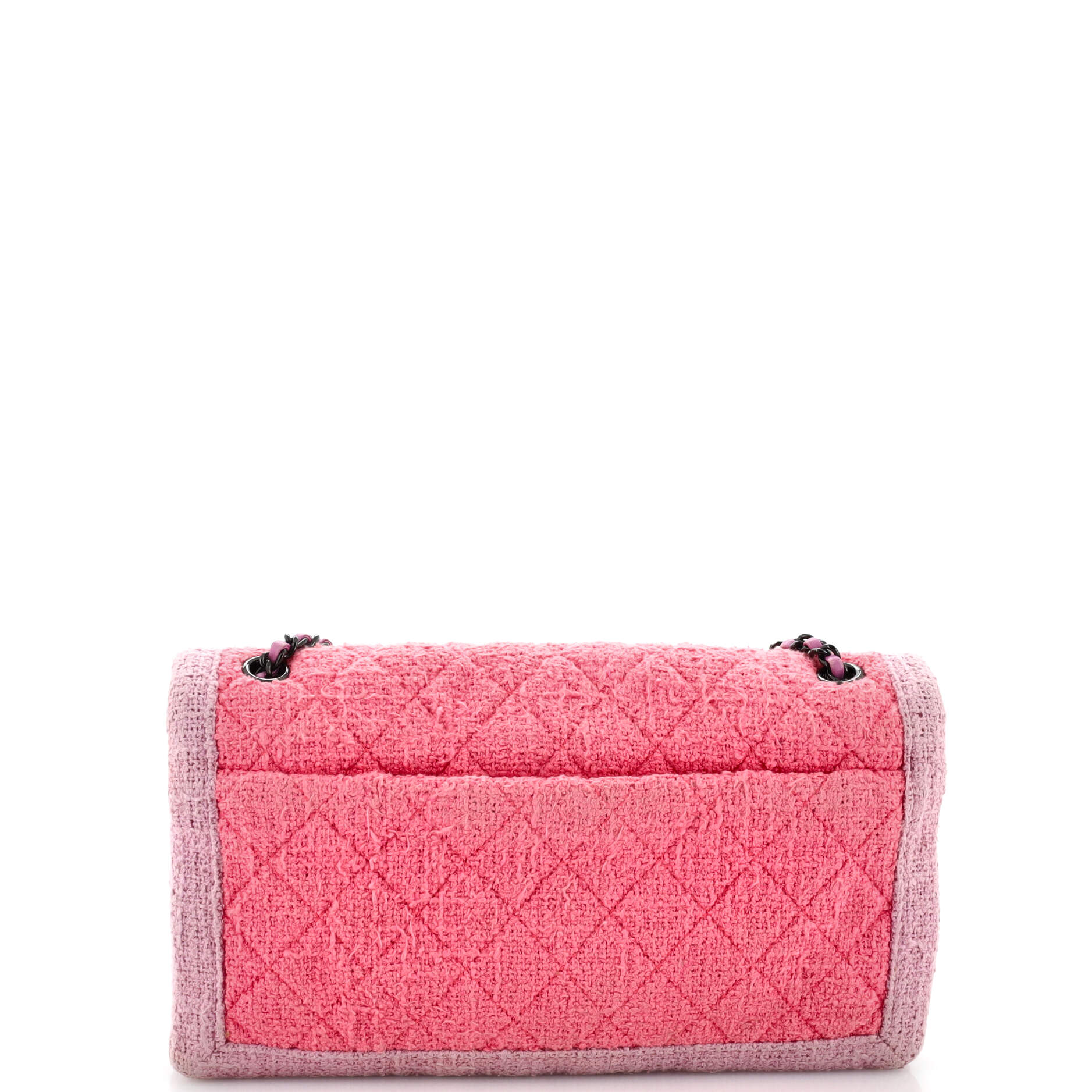 Two Tone Flap Bag Quilted Tweed Small