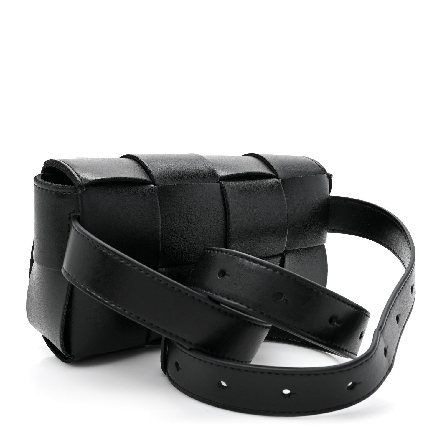 Nappa Maxi Intreccio The Belt Cassette Bag Black