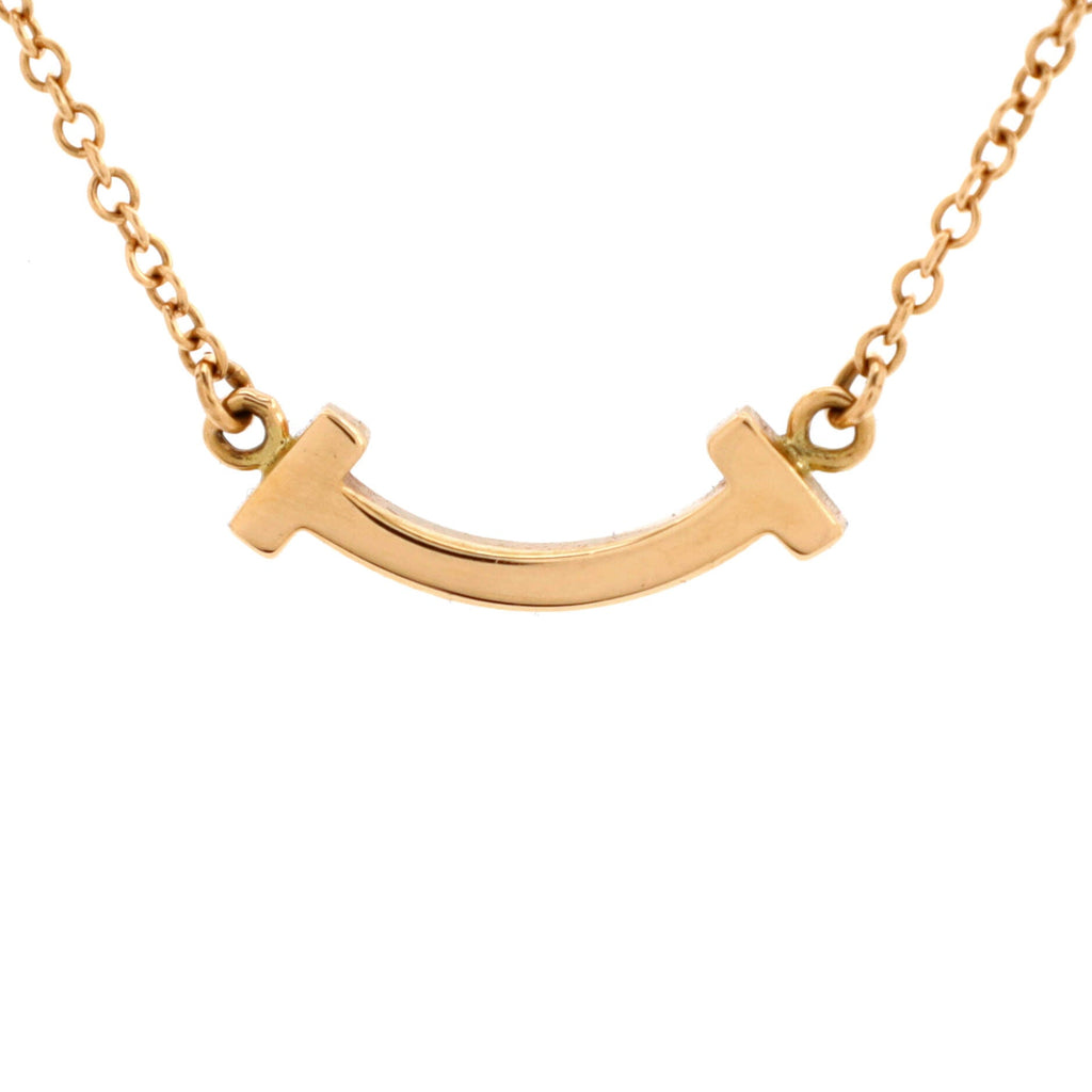 T Smile Pendant Necklace 18K Rose Gold Mini