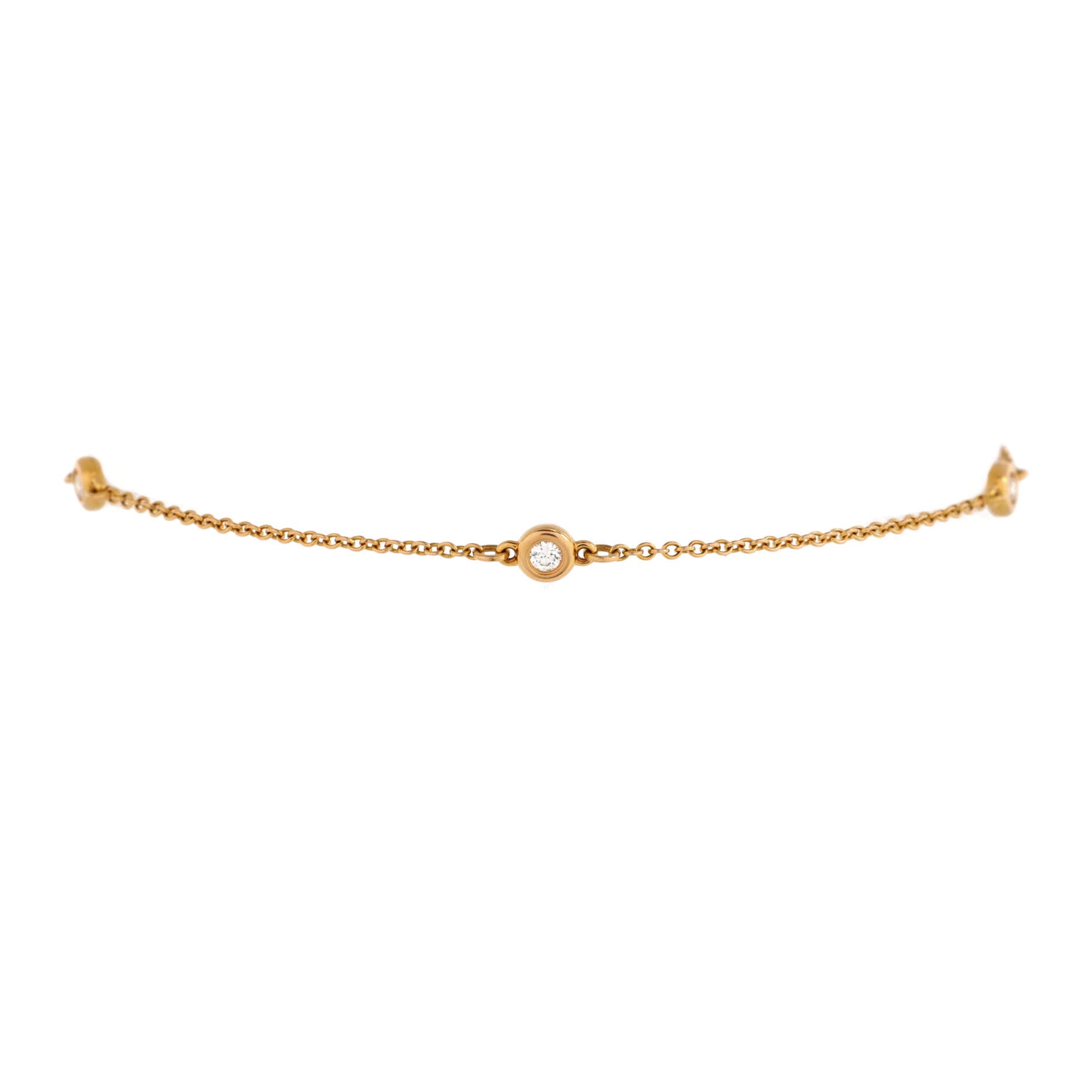 Elsa Peretti Diamonds by the Yard 3 Stone Bracelet 18K Rose Gold with Diamonds