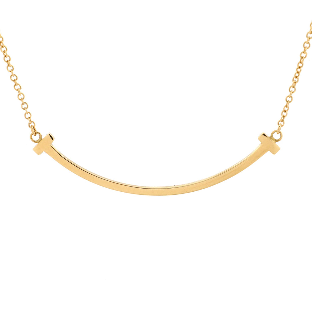 T Smile Pendant Necklace 18K Yellow Gold Small
