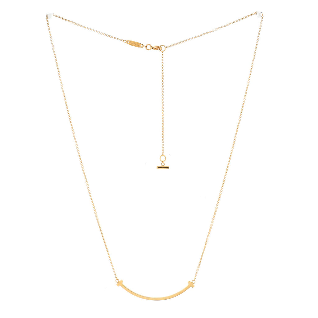 T Smile Pendant Necklace 18K Yellow Gold Small
