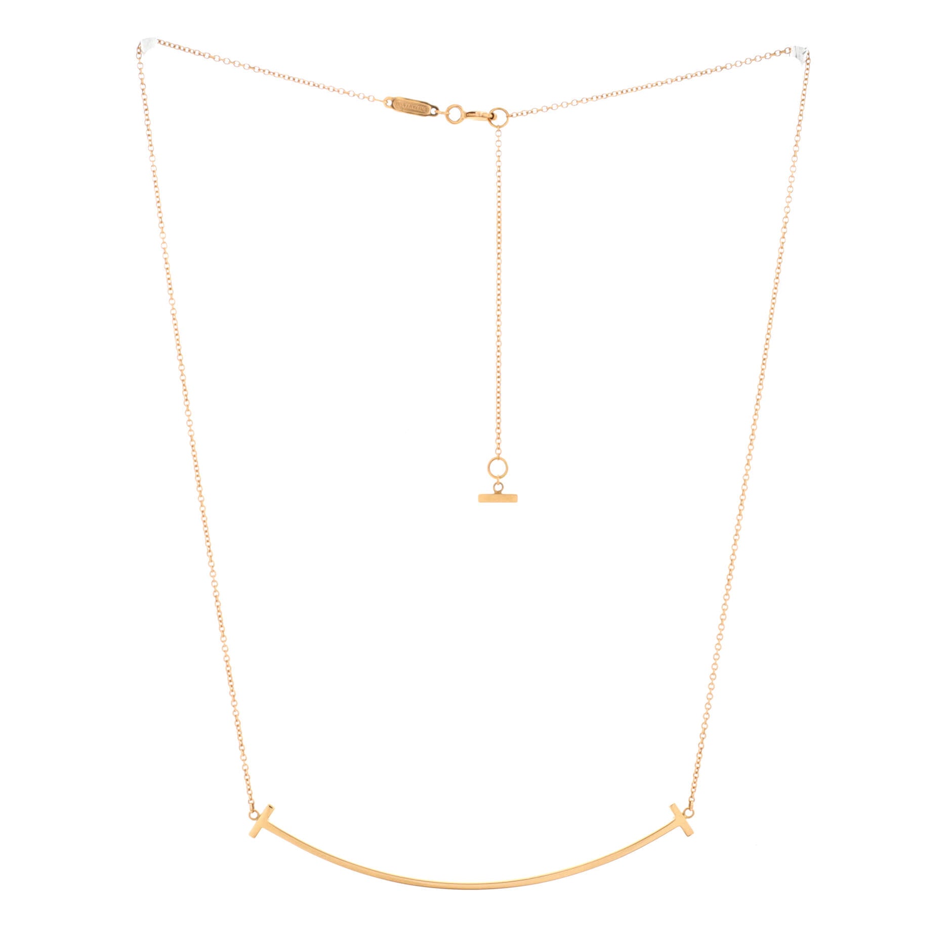 T Smile Pendant Necklace 18K Rose Gold Large
