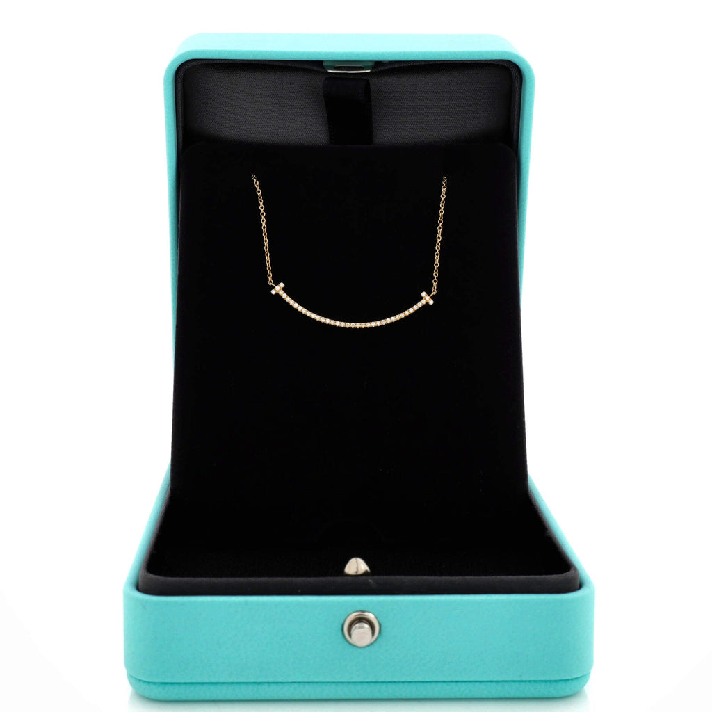 T Smile Pendant Necklace 18K Yellow Gold and Diamonds Small