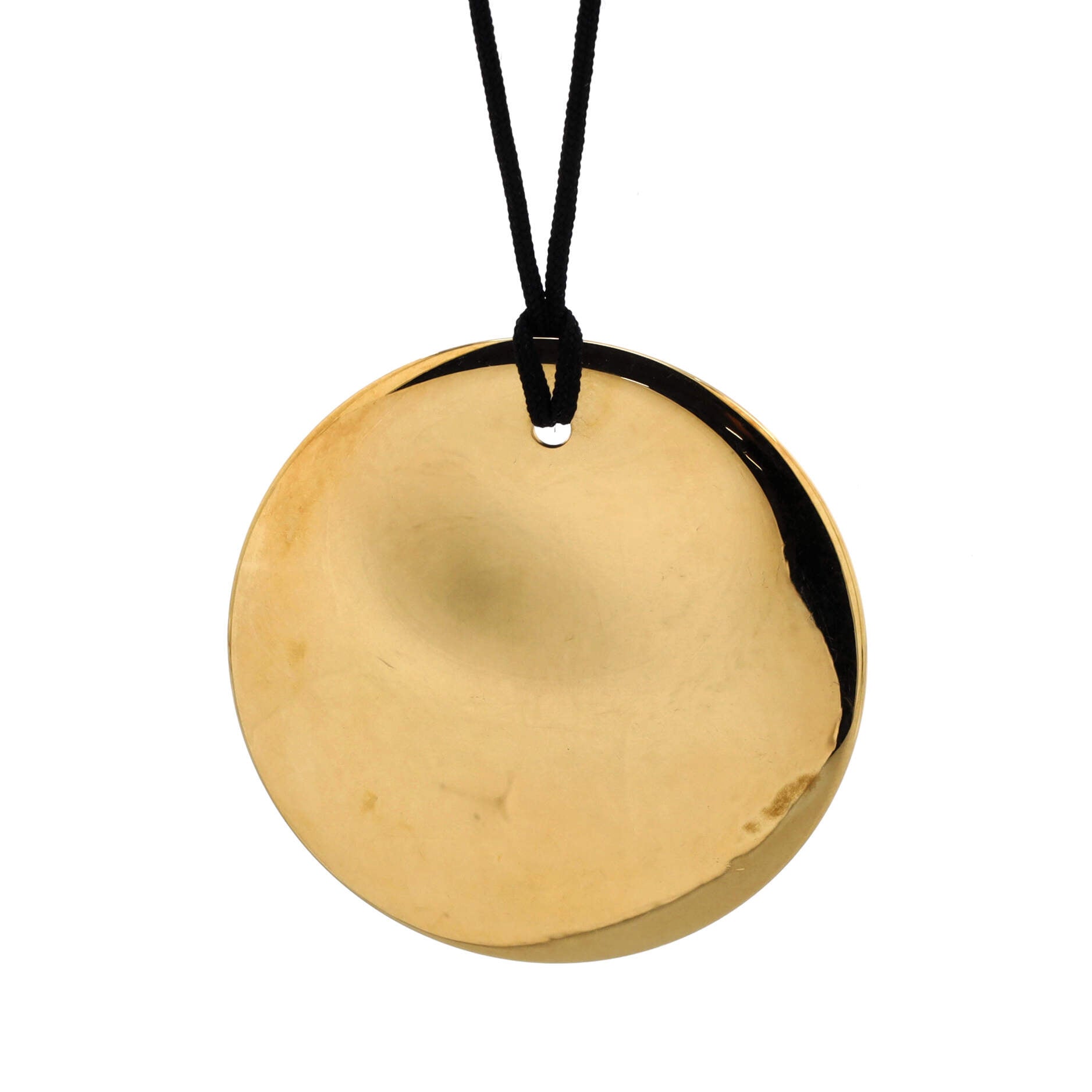 Elsa Peretti Round Pendant Necklace 18K Yellow Gold with Silk Cord
