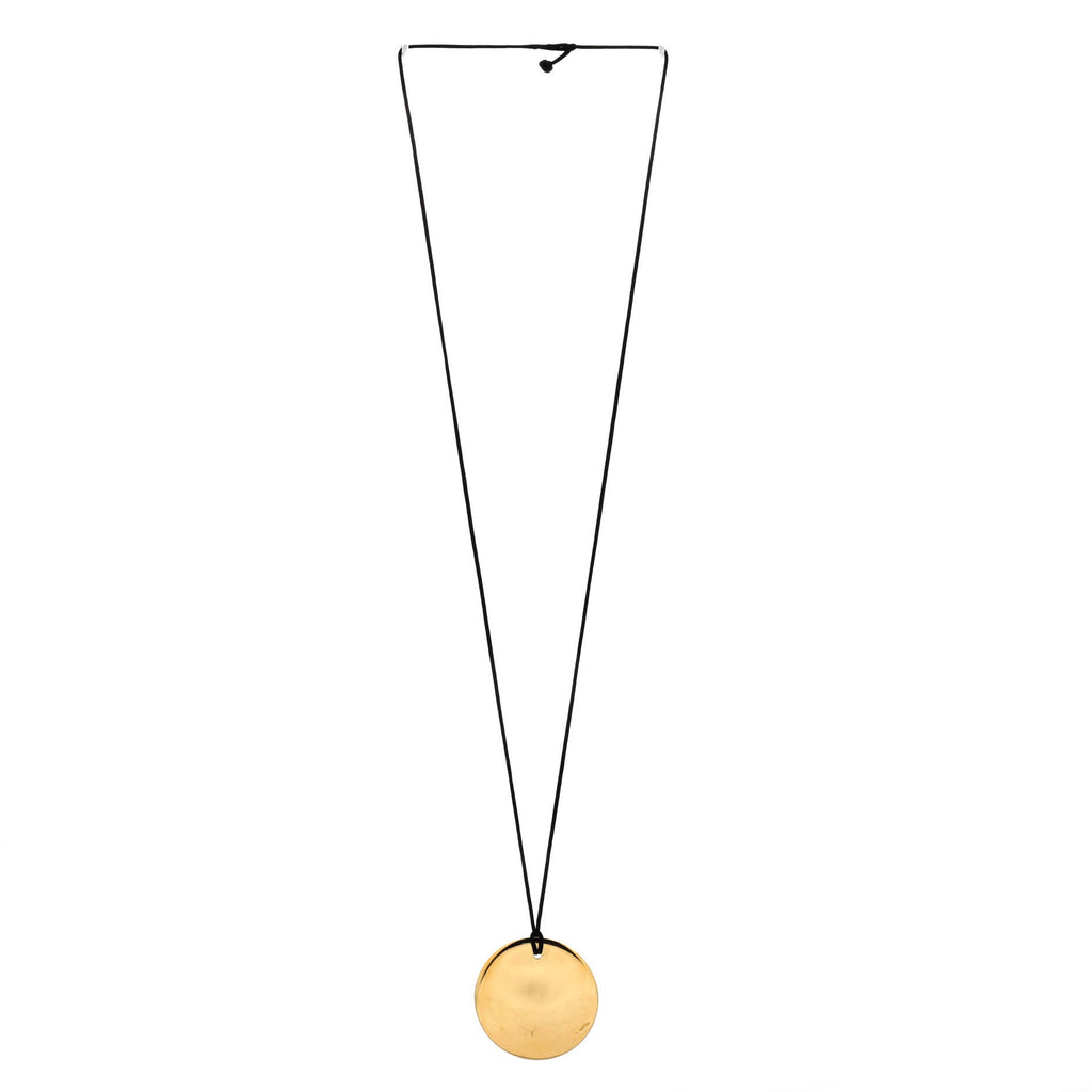 Elsa Peretti Round Pendant Necklace 18K Yellow Gold with Silk Cord