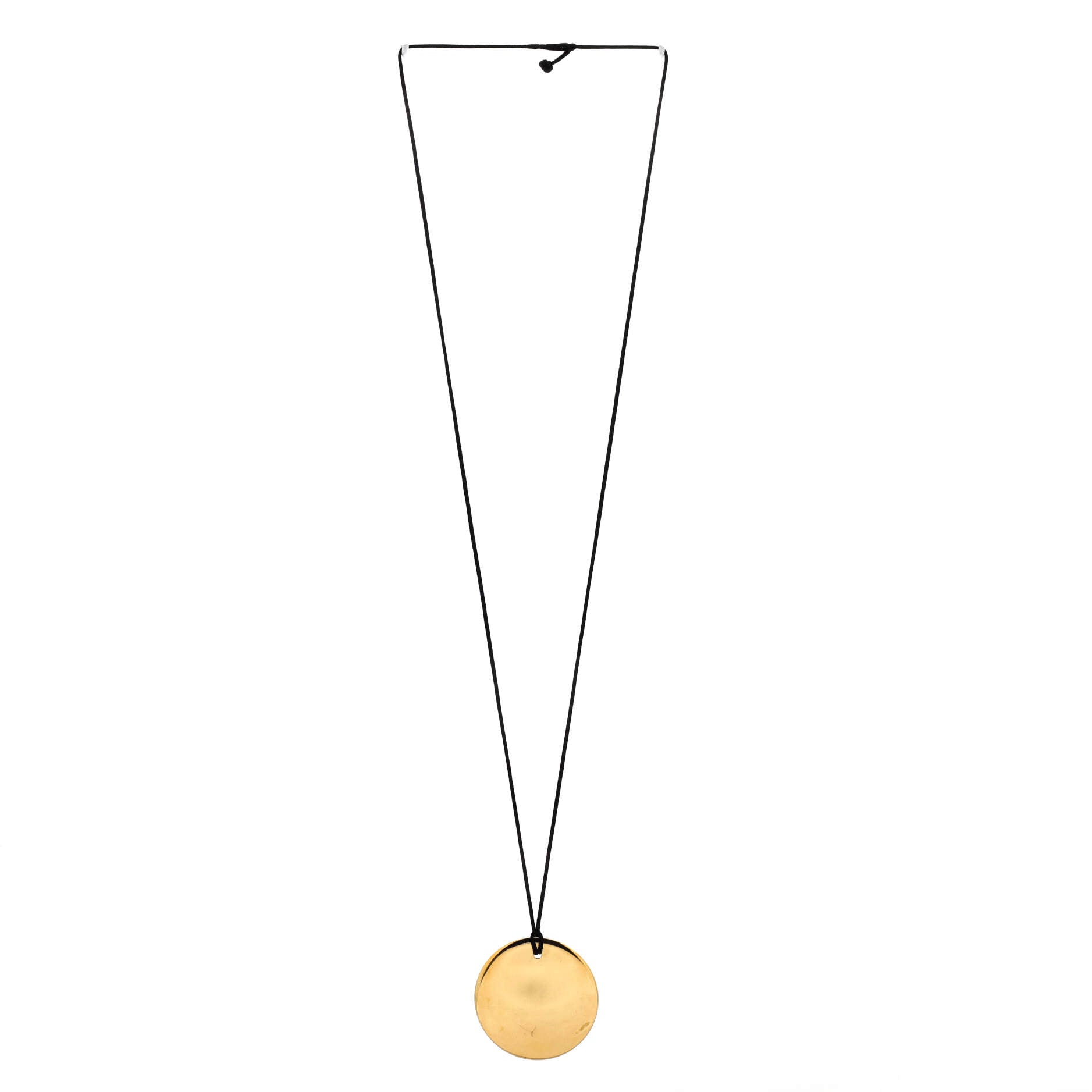 Elsa Peretti Round Pendant Necklace 18K Yellow Gold with Silk Cord