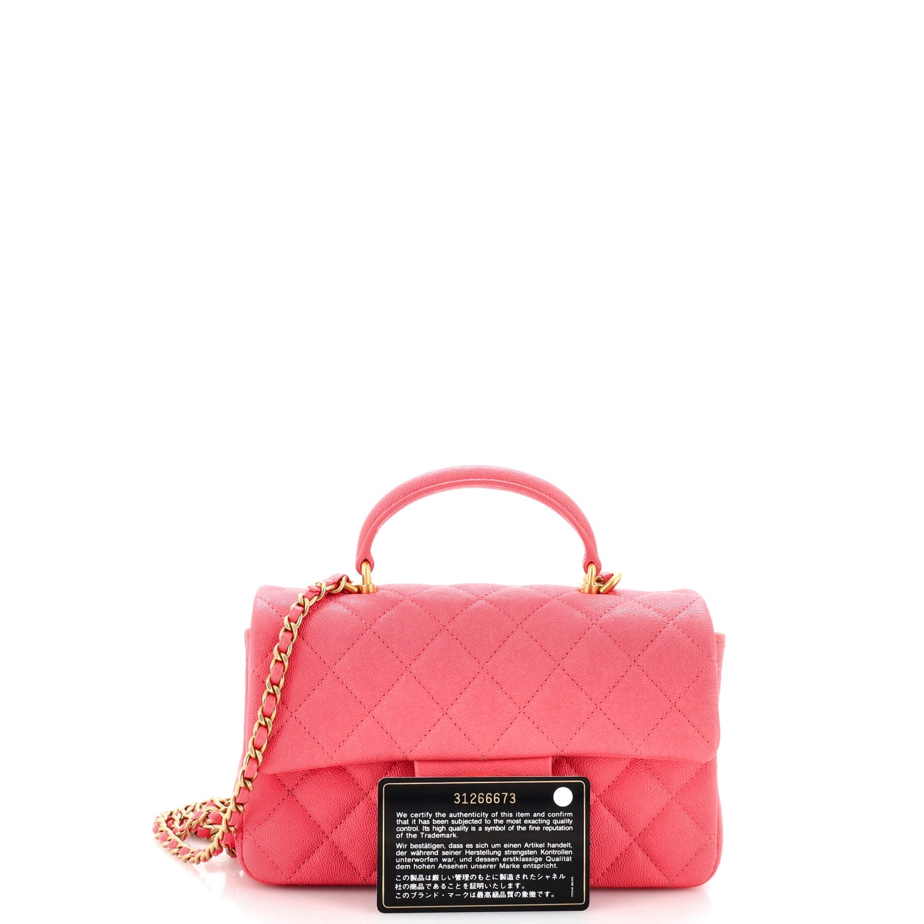 Classic Single Flap Top Handle Bag Quilted Caviar Mini