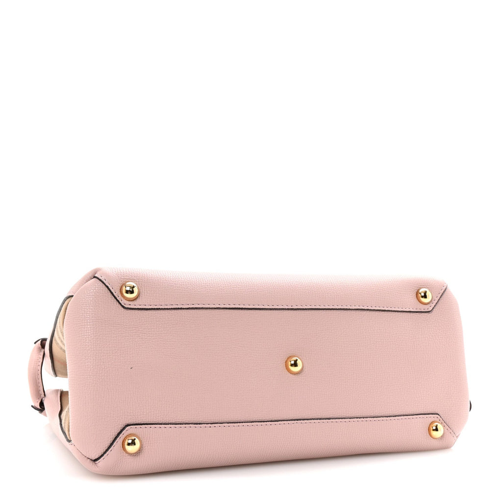 Derby Calfskin House Check Medium Banner Tote Pale Orchid