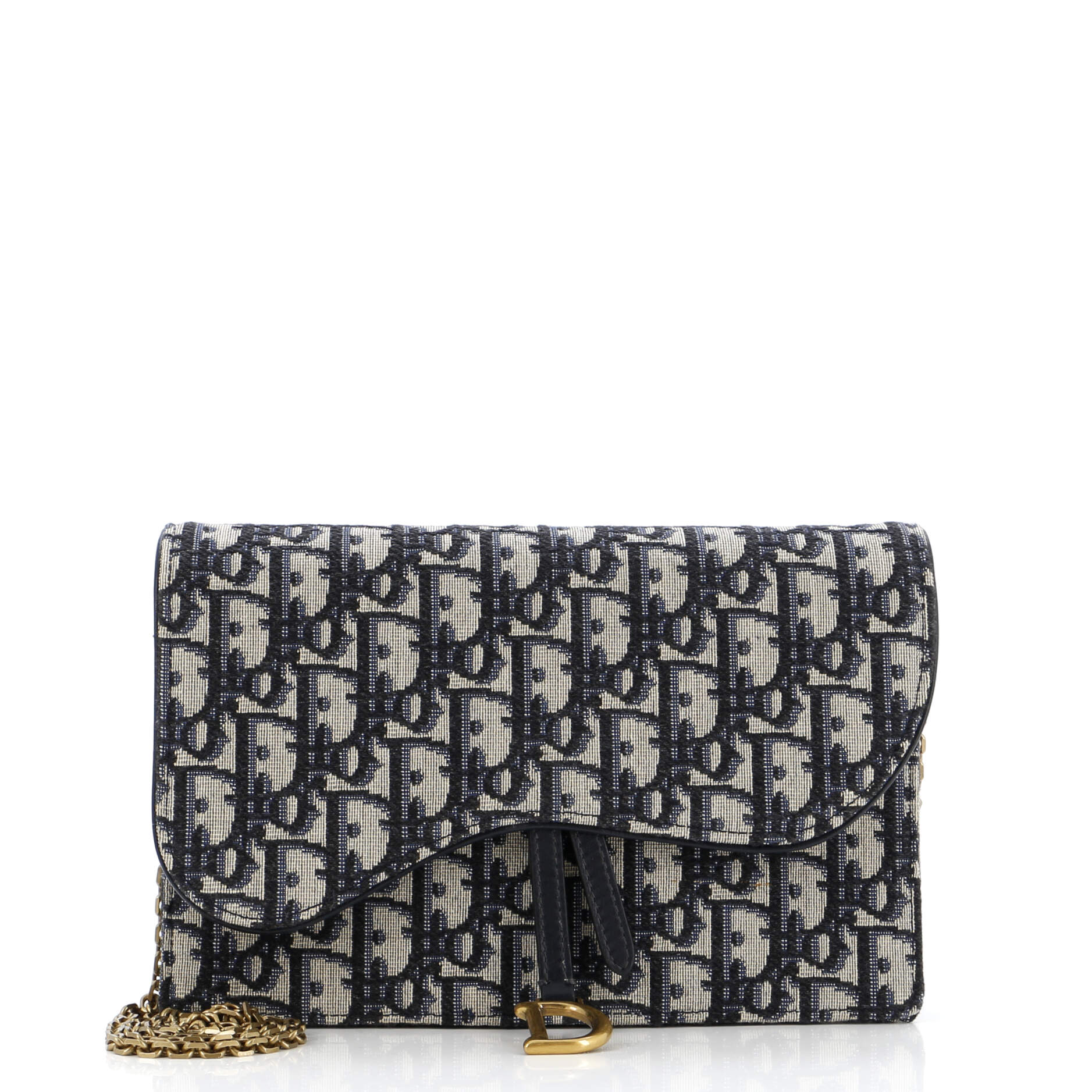 Saddle Chain Clutch Oblique Canvas
