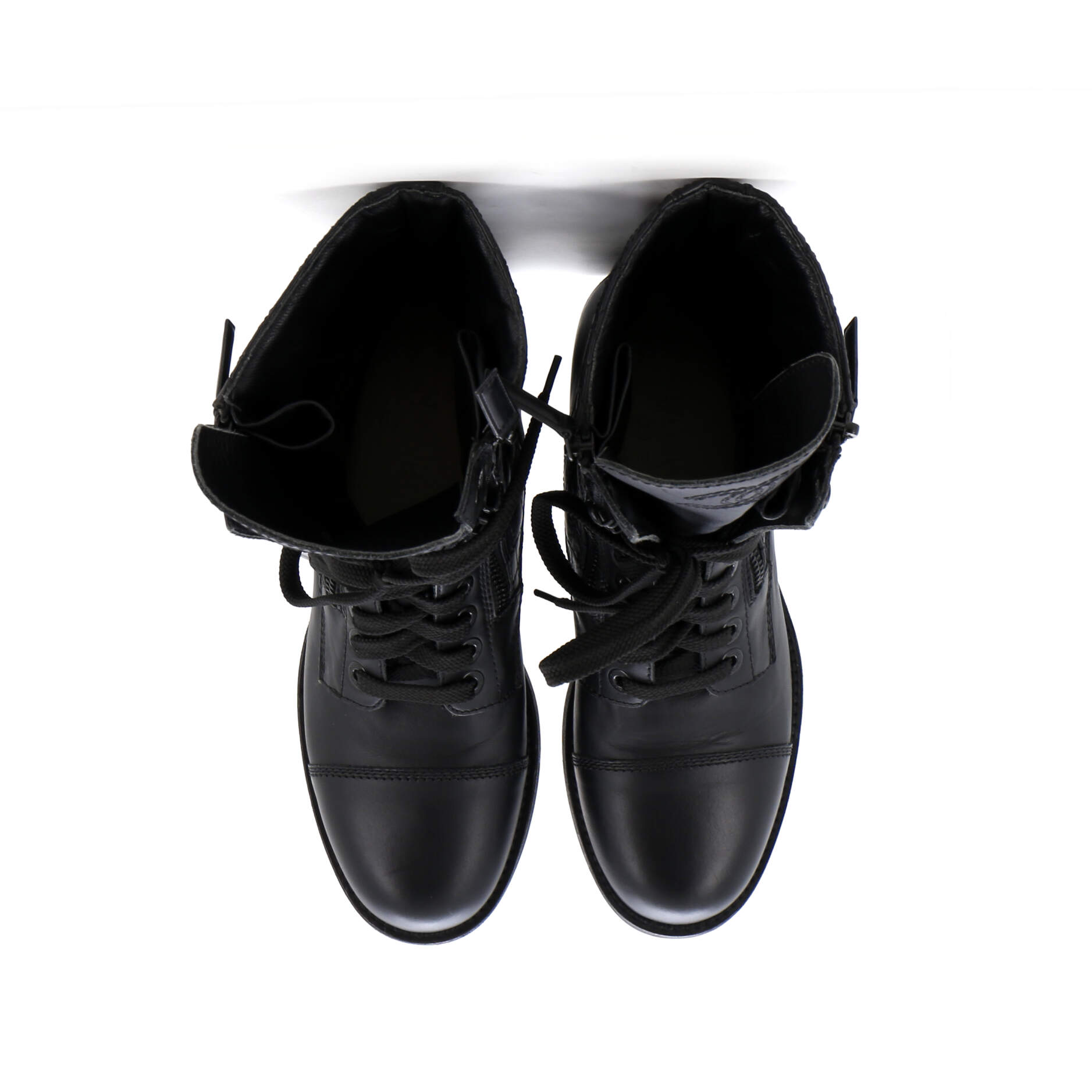 Women's CC Zip Up Combat Boots Quilted Leather