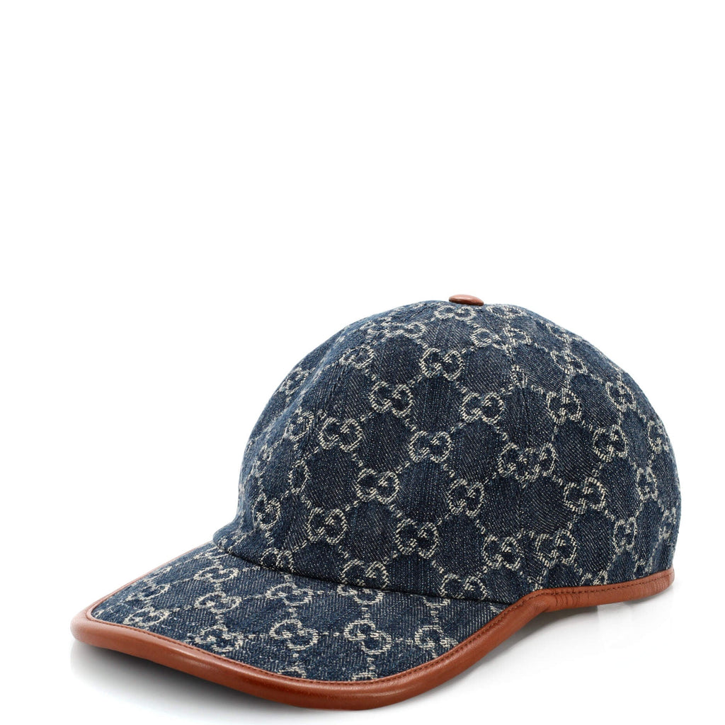 Baseball Cap GG Denim with Leather