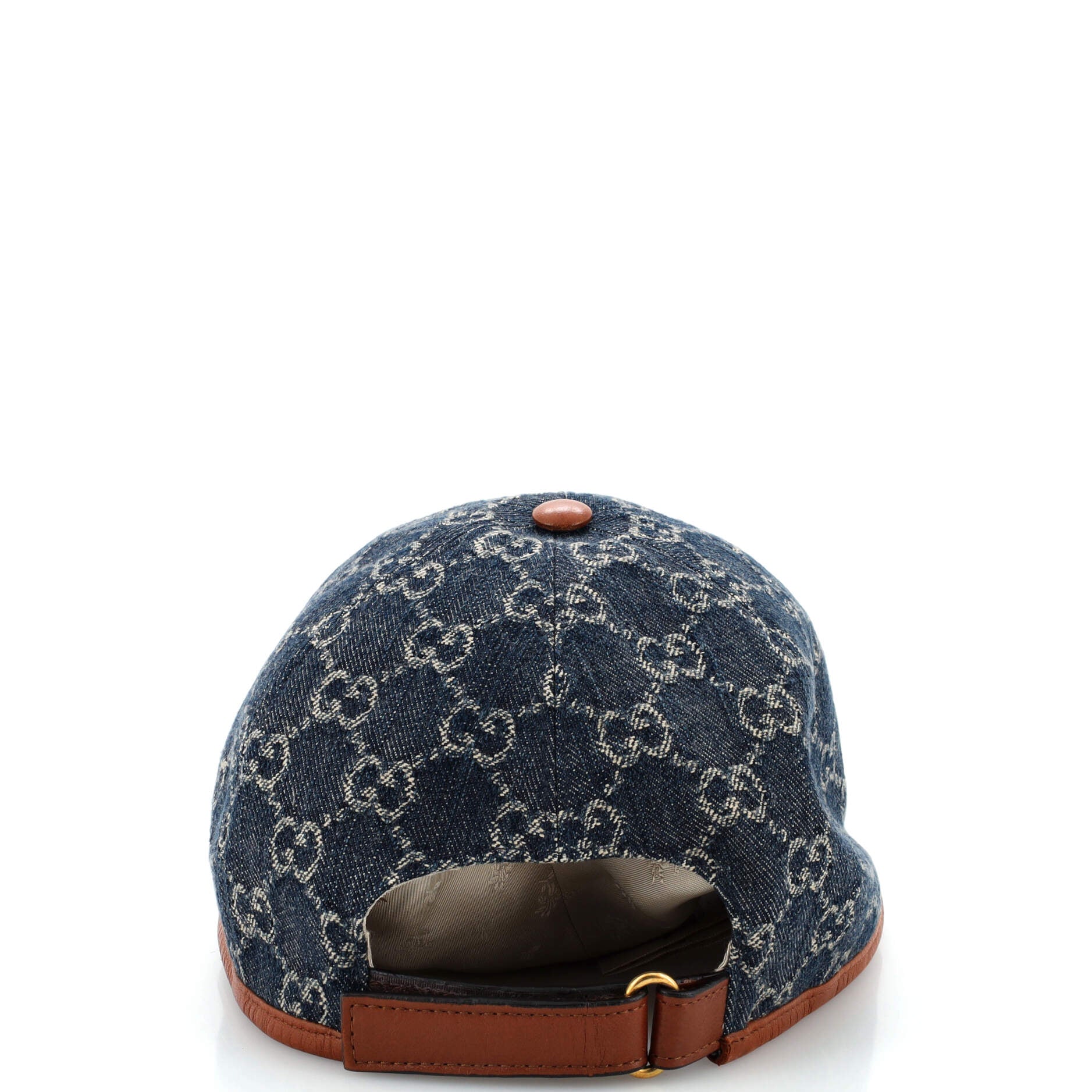 Baseball Cap GG Denim with Leather