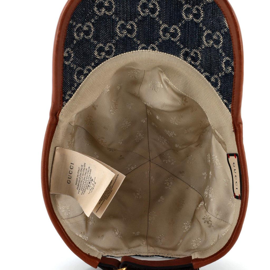 Baseball Cap GG Denim with Leather
