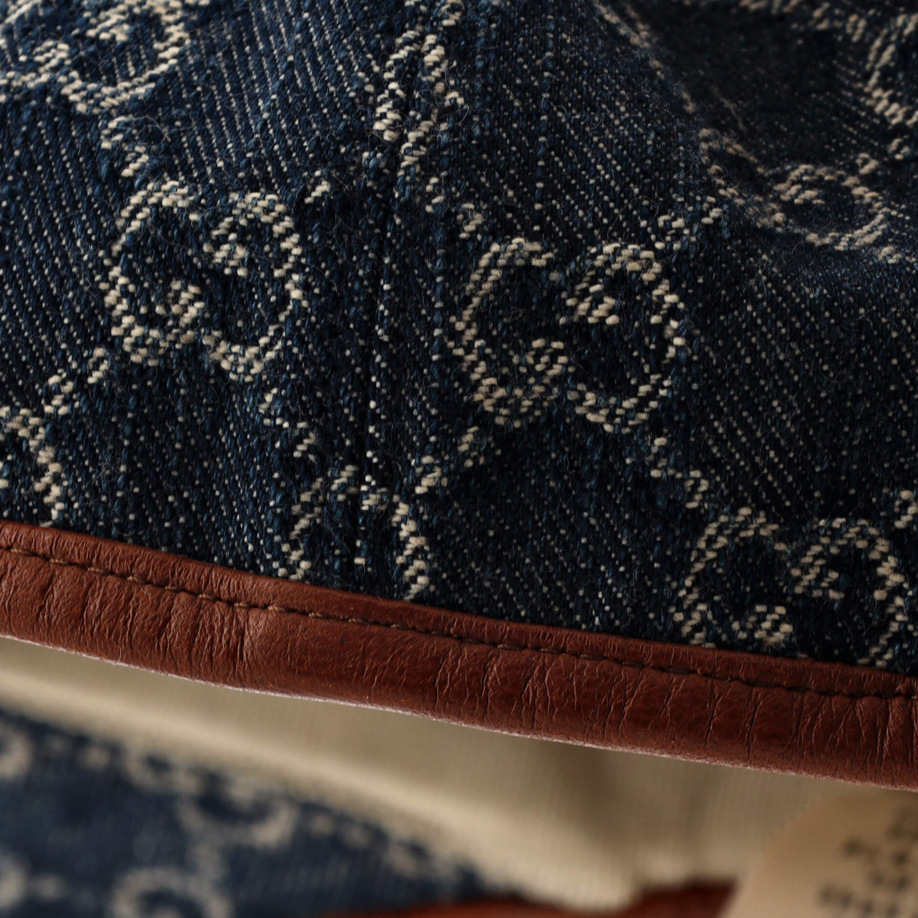 Baseball Cap GG Denim with Leather