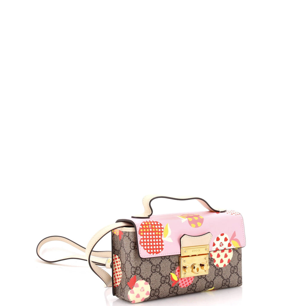 Padlock Top Handle Bag Printed GG Coated Canvas and Leather Mini