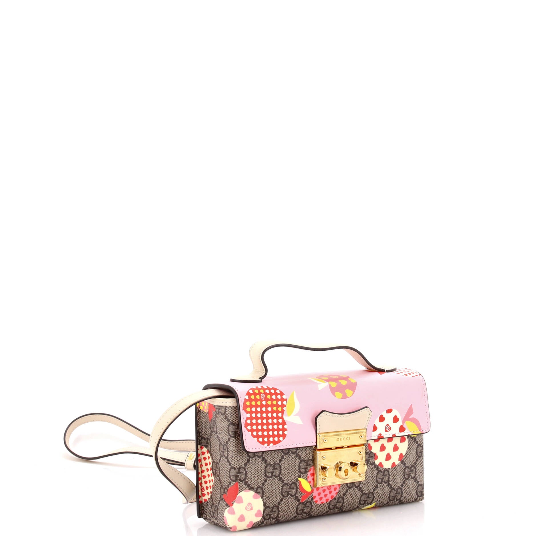 Padlock Top Handle Bag Printed GG Coated Canvas and Leather Mini