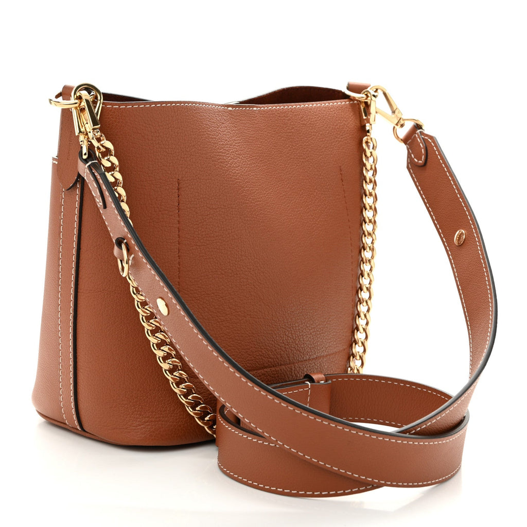 Calfskin Lock and Walk Bucket Cognac