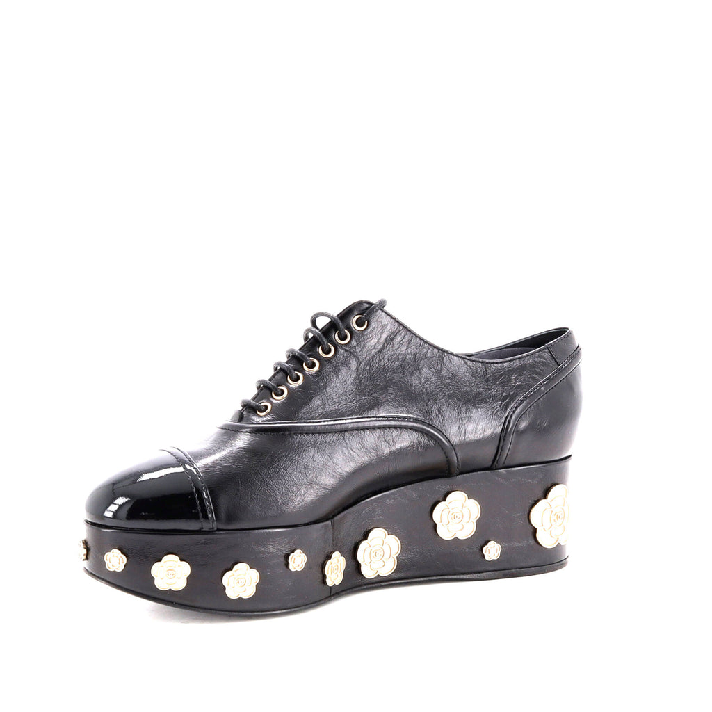 Women's Cap Toe Platform Oxfords Embellished Leather