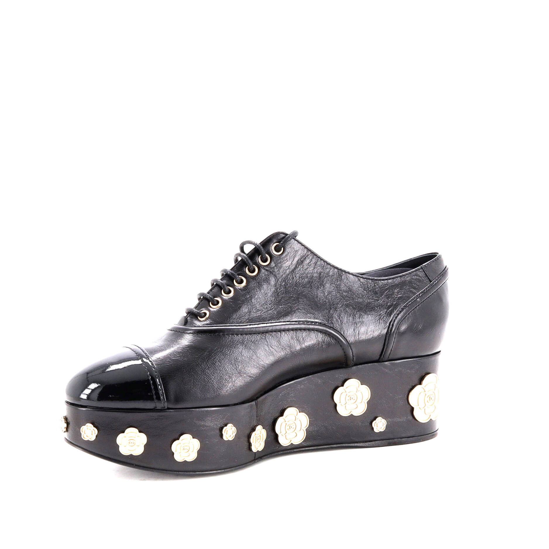 Women's Cap Toe Platform Oxfords Embellished Leather