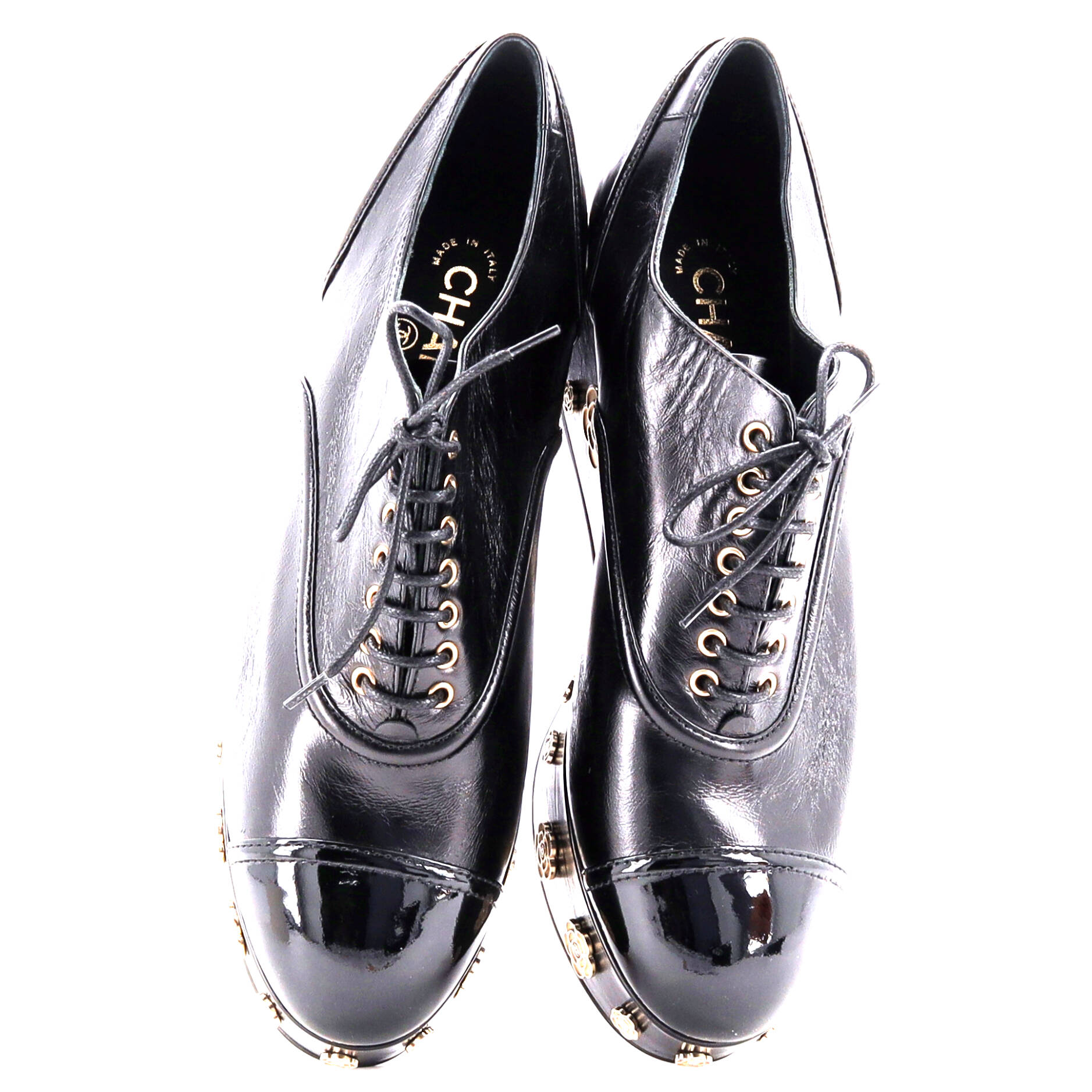 Women's Cap Toe Platform Oxfords Embellished Leather
