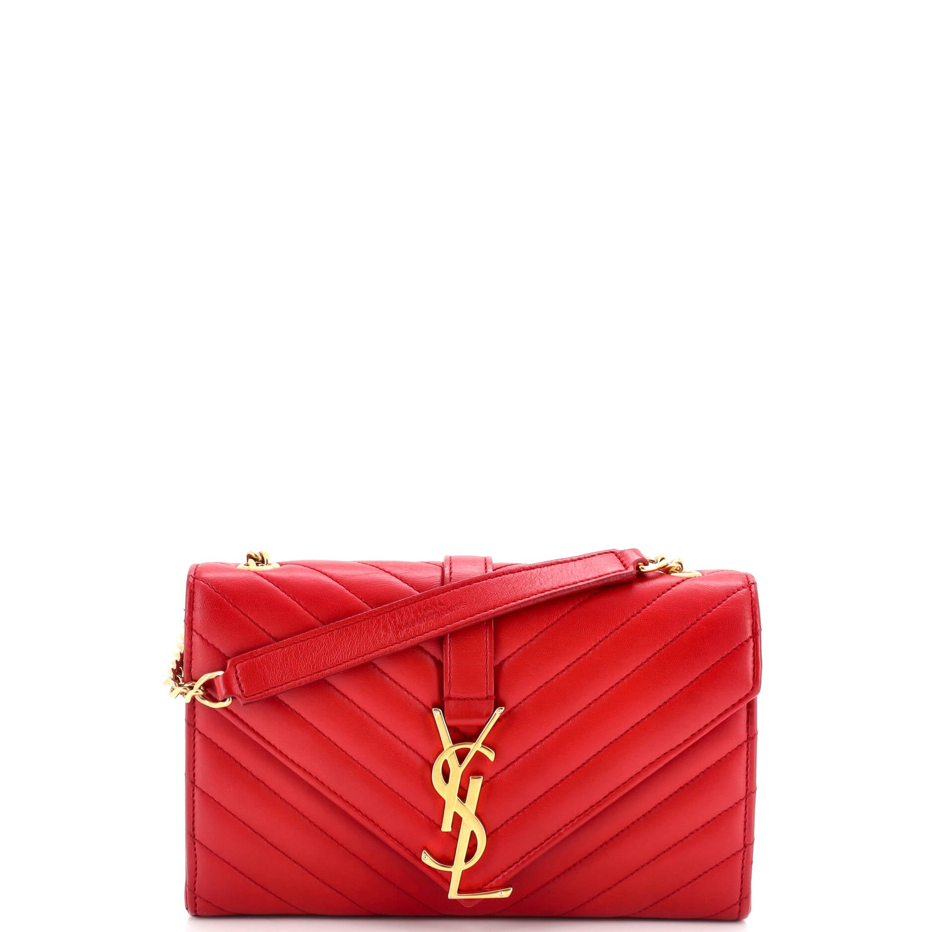 Classic Monogram Envelope Satchel Matelasse Chevron Leather Small