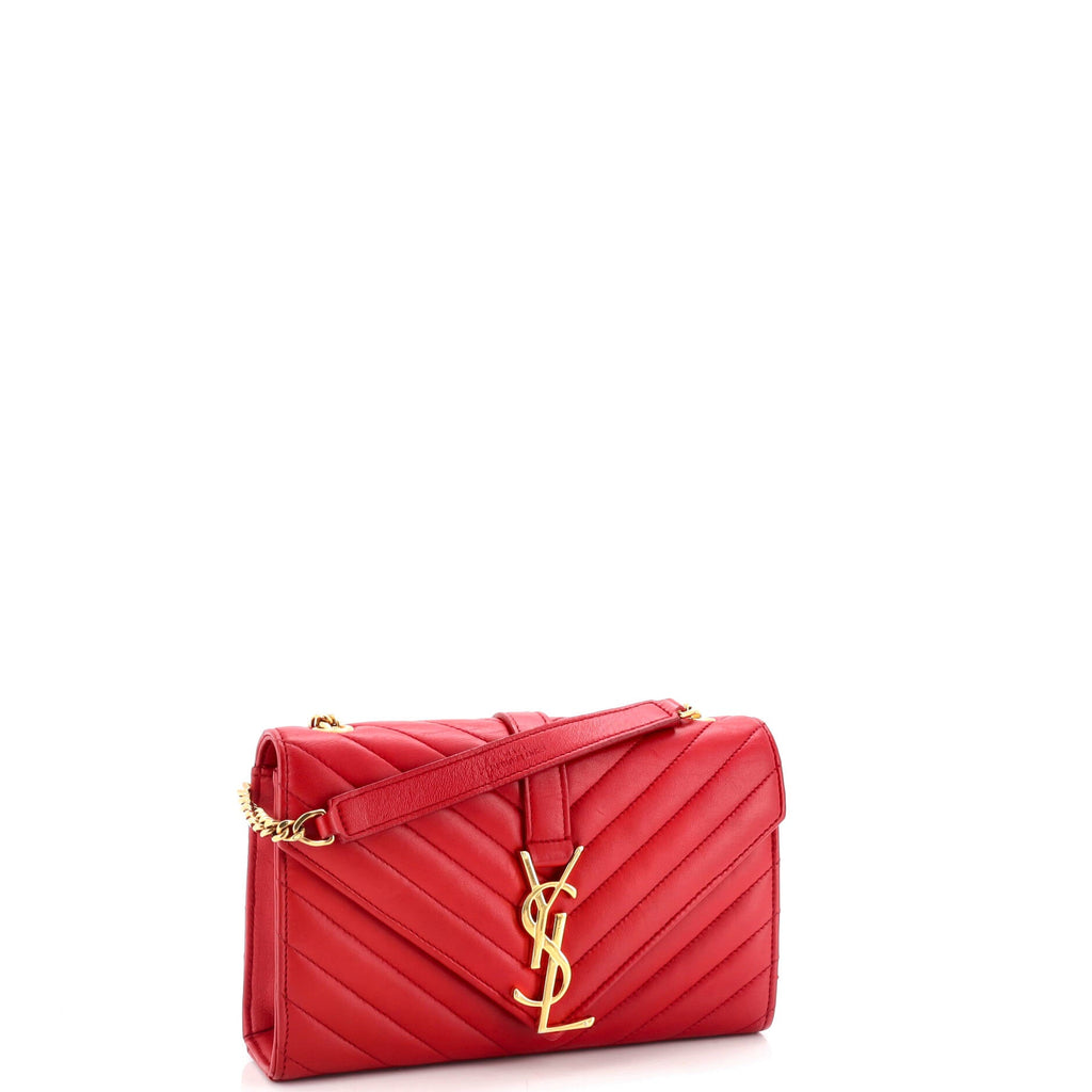 Classic Monogram Envelope Satchel Matelasse Chevron Leather Small