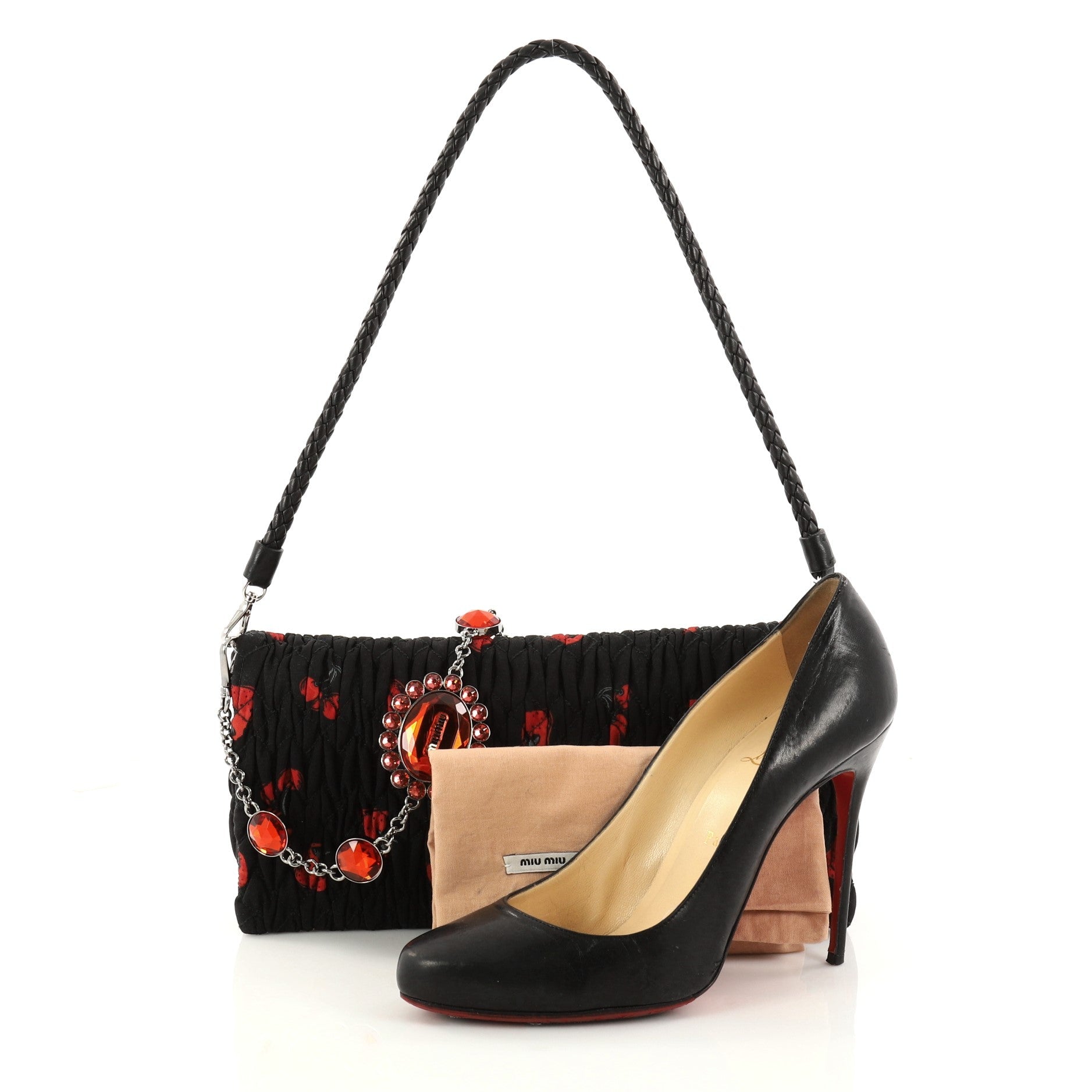 Crystal Clutch Matelasse Printed Fabric Medium