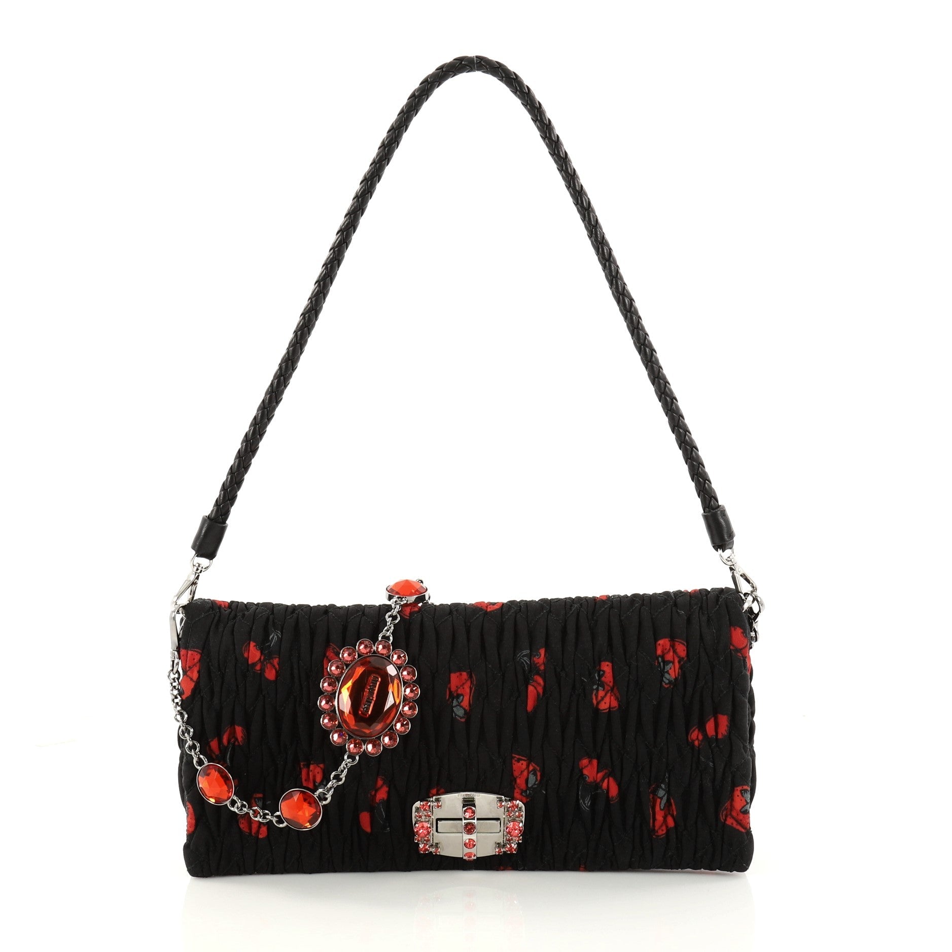 Crystal Clutch Matelasse Printed Fabric Medium