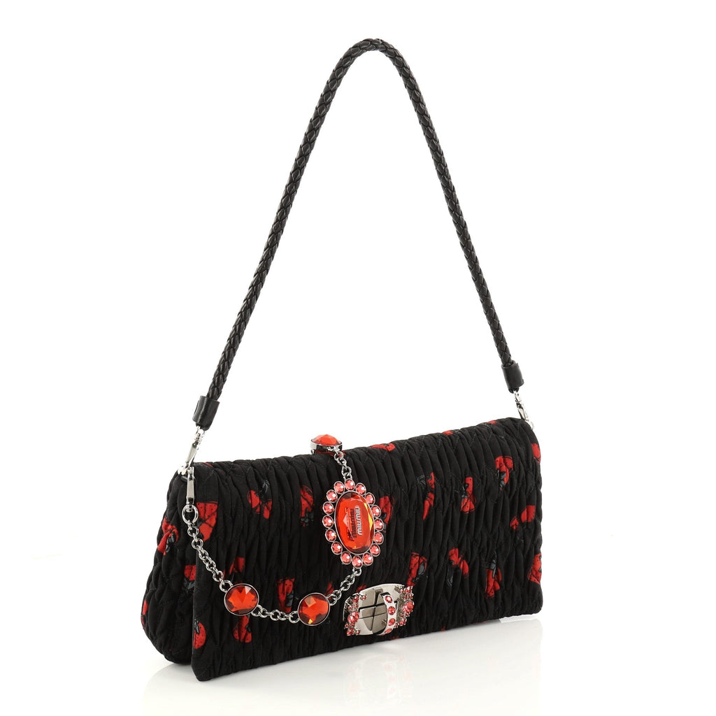 Crystal Clutch Matelasse Printed Fabric Medium