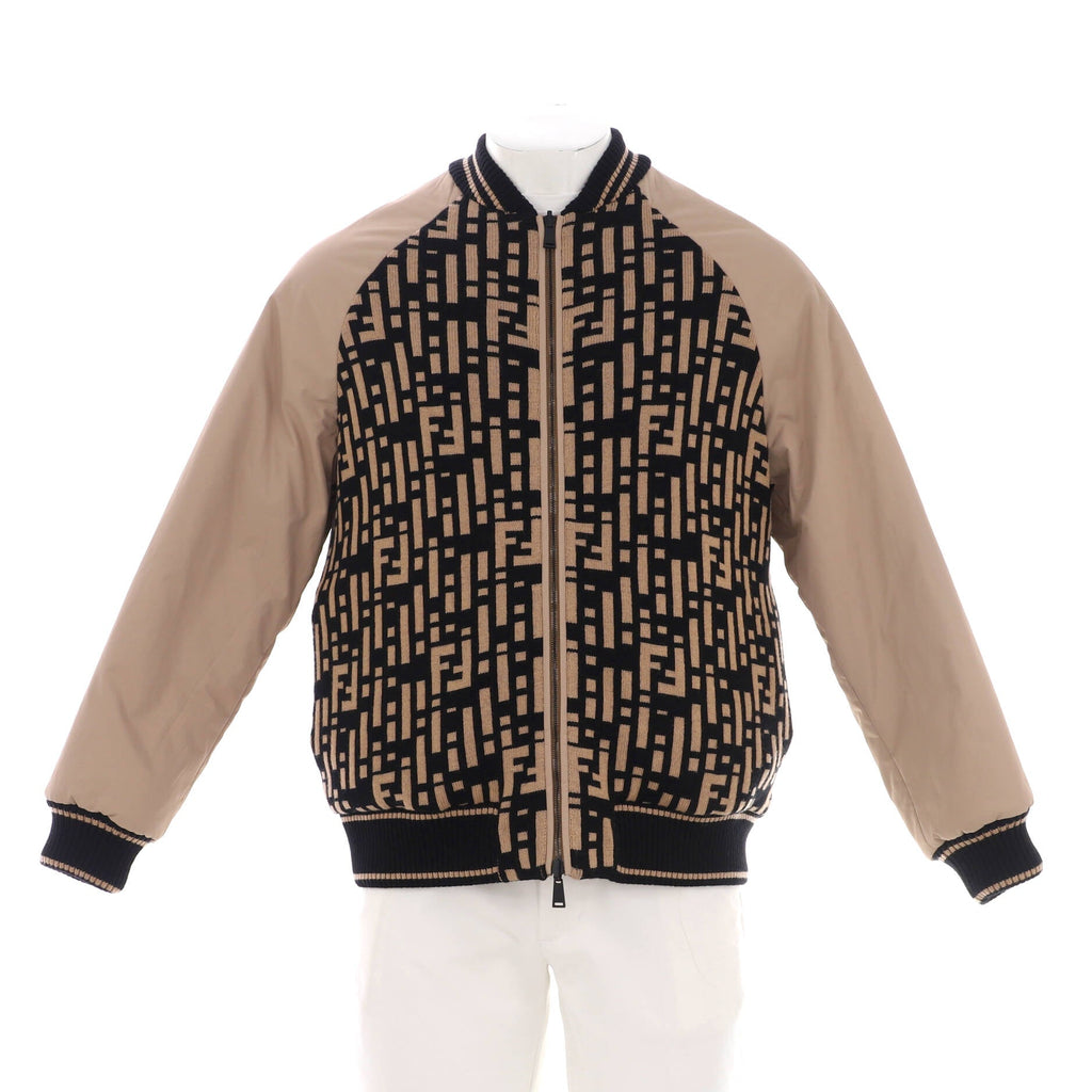 Men's Reversible Bomber Jacket Zucca Wool and Cotton and Nylon Blend