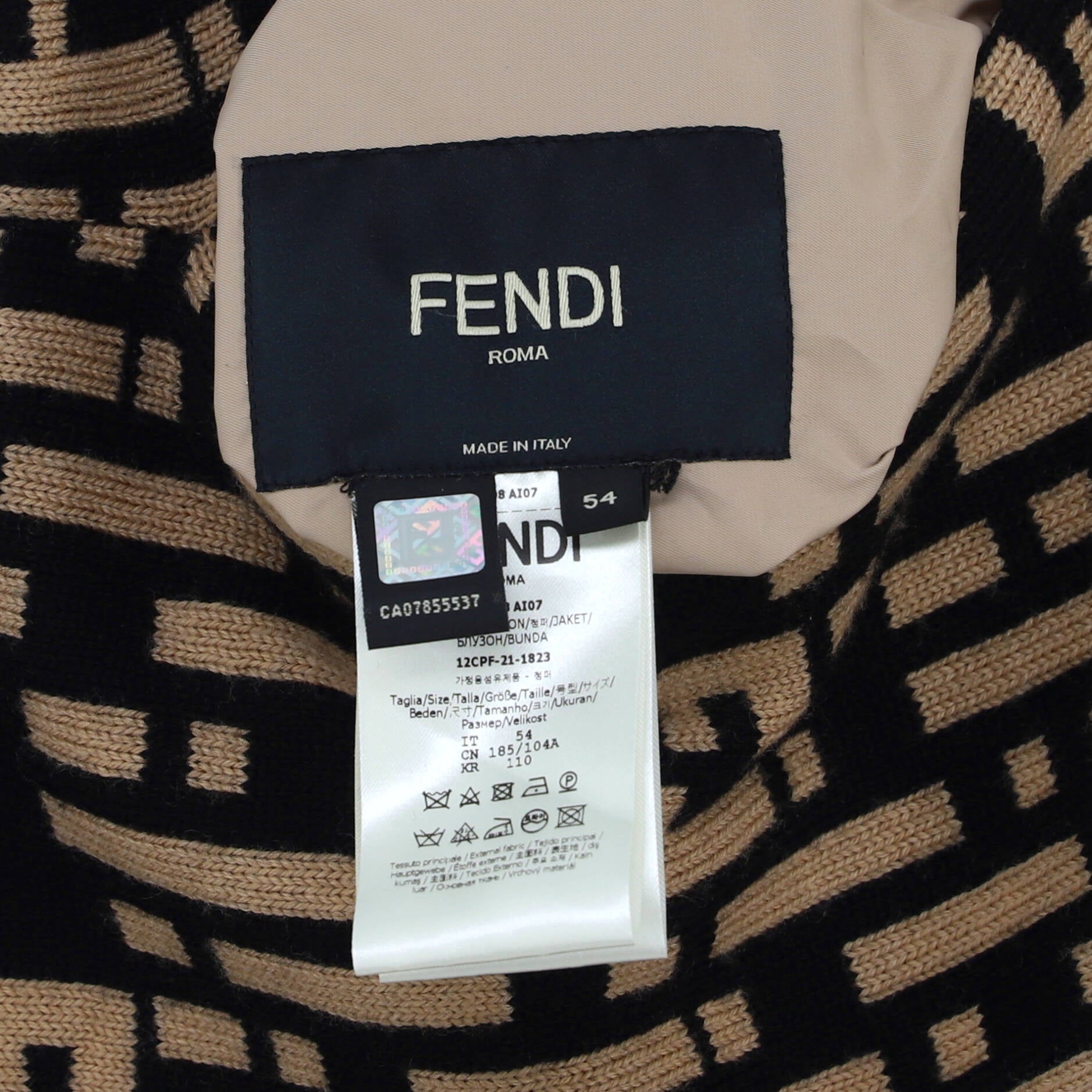 Men's Reversible Bomber Jacket Zucca Wool and Cotton and Nylon Blend
