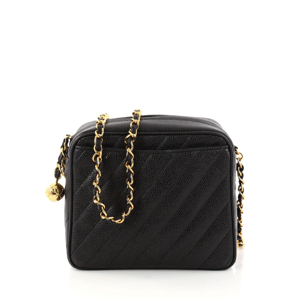Vintage Pocket Camera Bag Diagonal Quilted Caviar Mini
