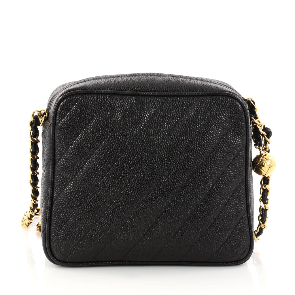 Vintage Pocket Camera Bag Diagonal Quilted Caviar Mini