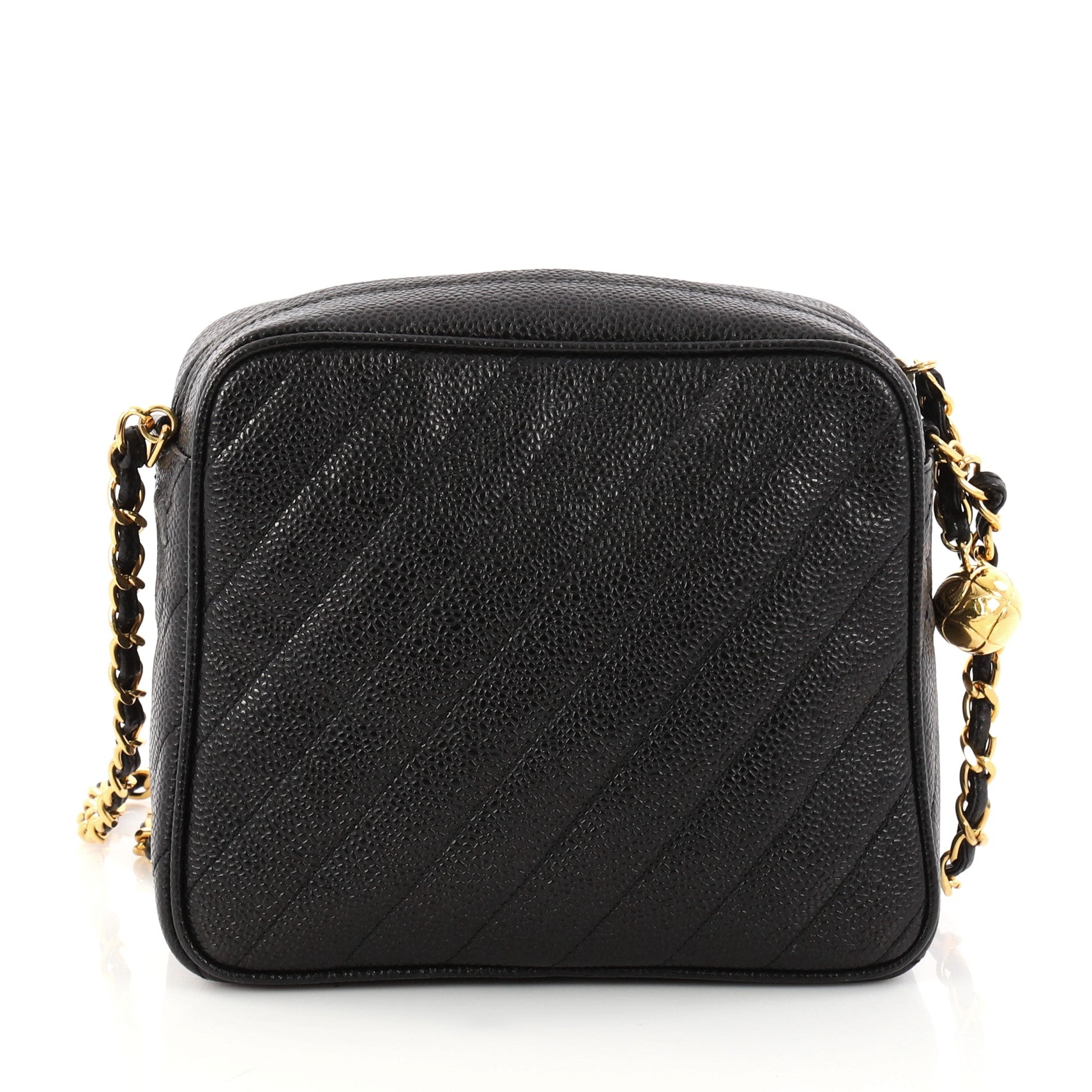 Vintage Pocket Camera Bag Diagonal Quilted Caviar Mini