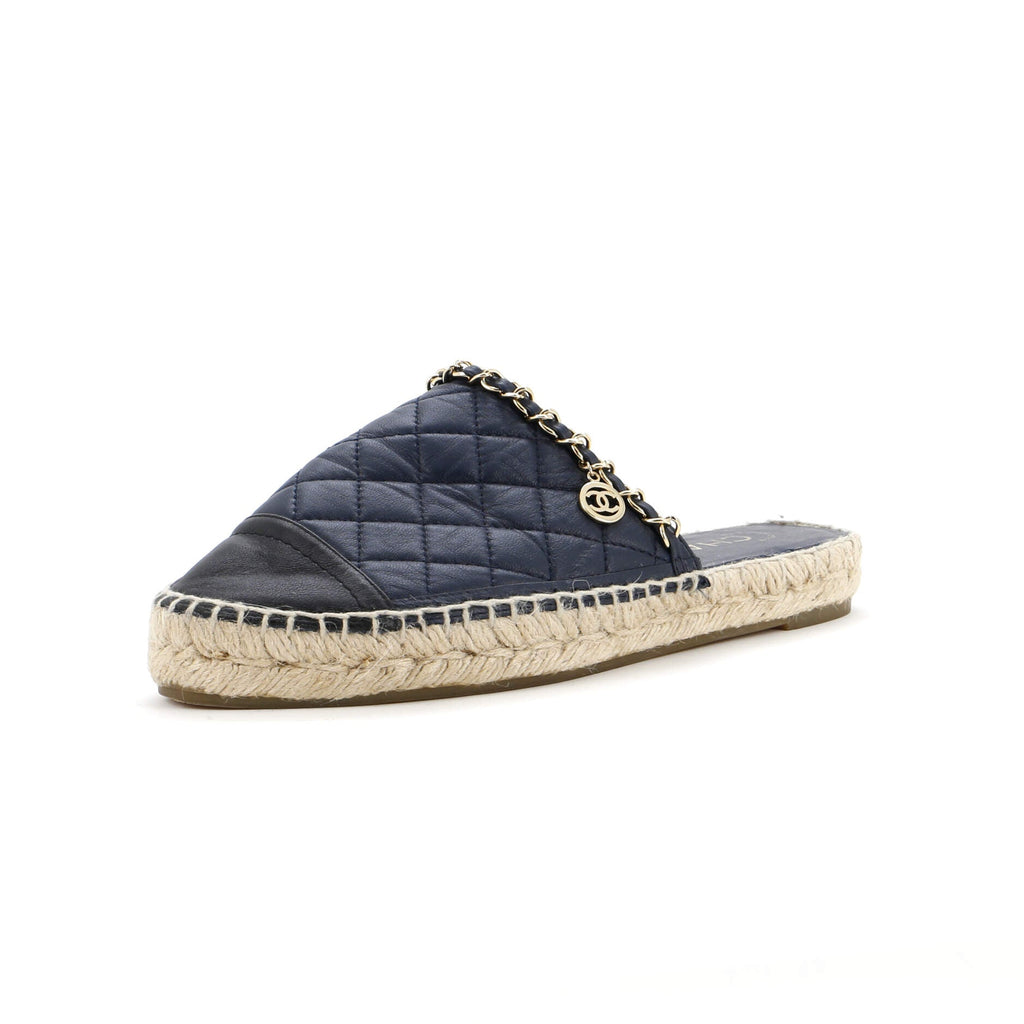 Women's CC Mule Espadrilles Embossed Leather