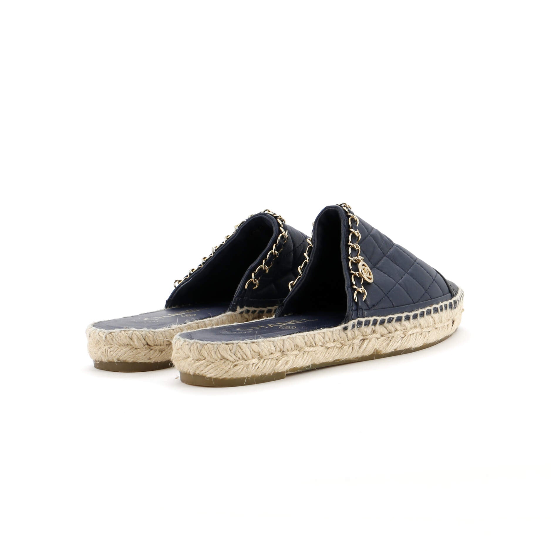 Women's CC Mule Espadrilles Embossed Leather