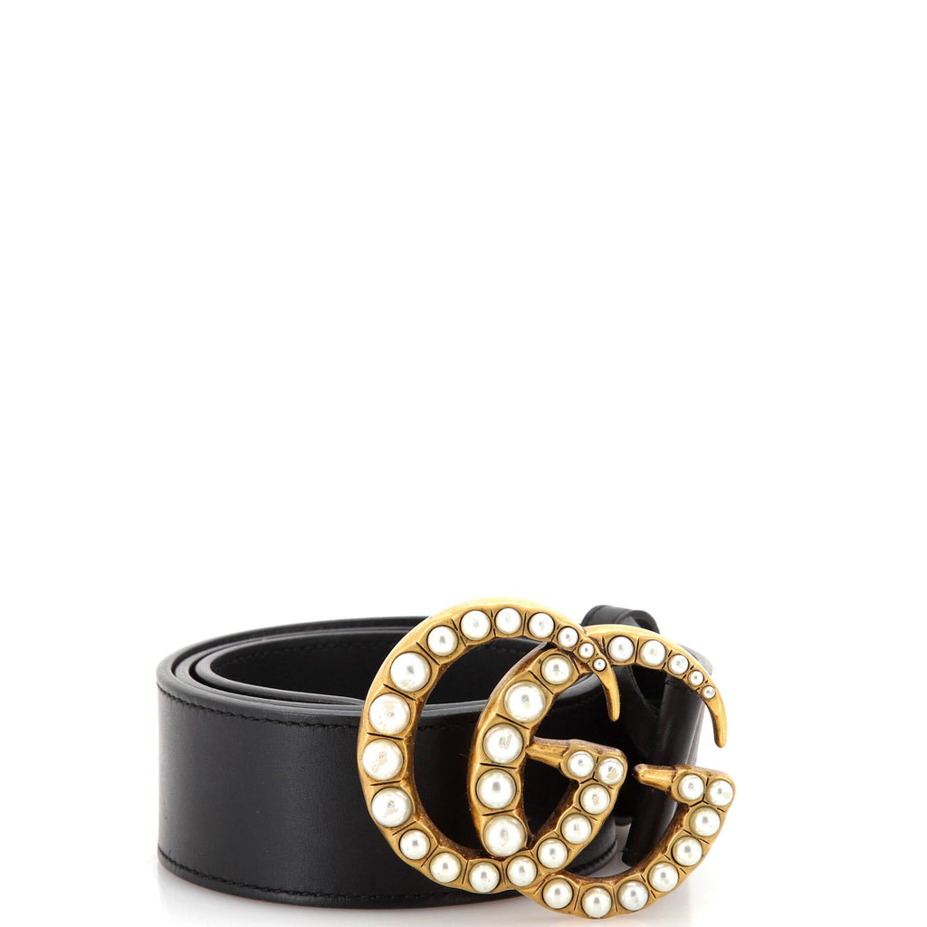 Pearly GG Marmont Belt Leather Wide 80