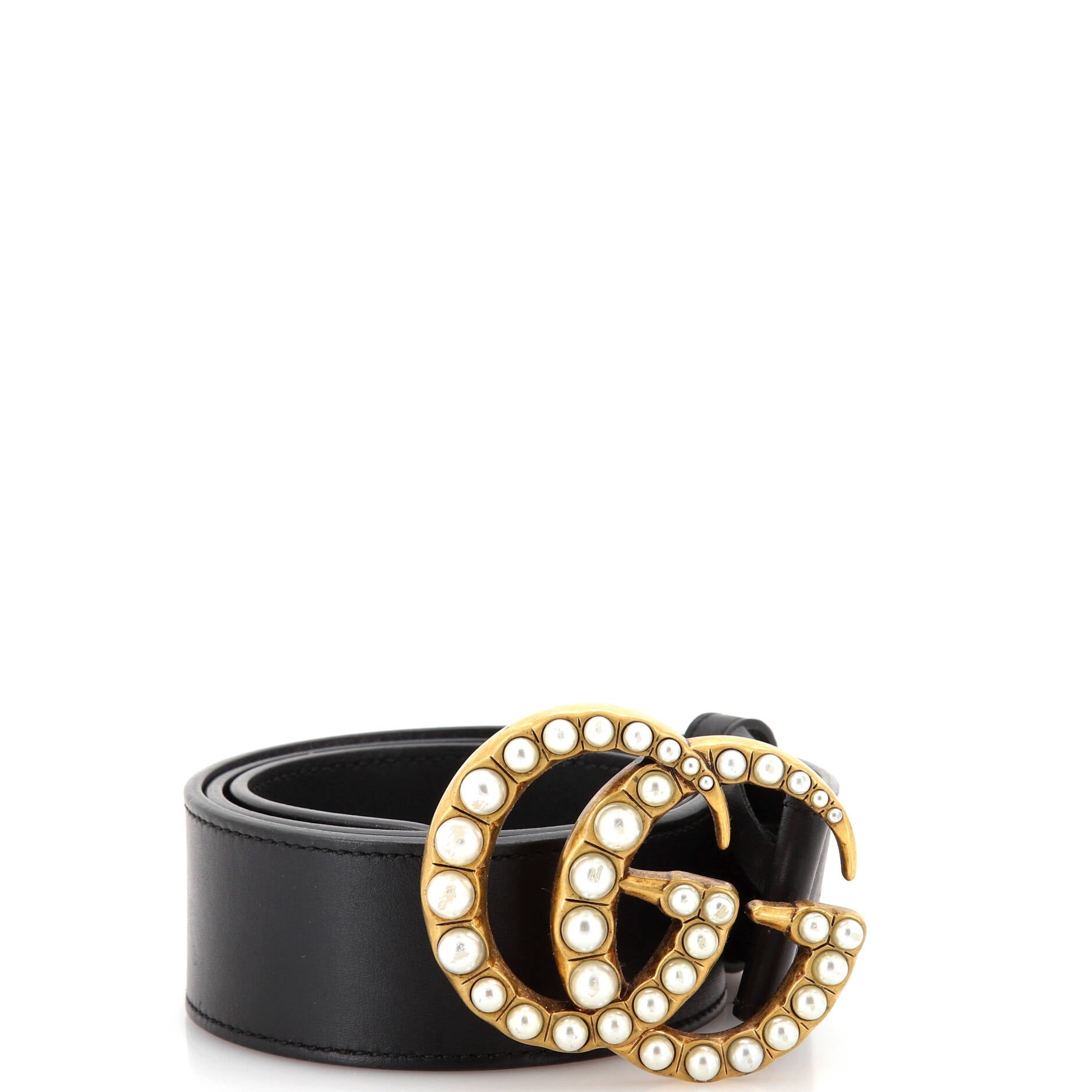 Pearly GG Marmont Belt Leather Wide 80
