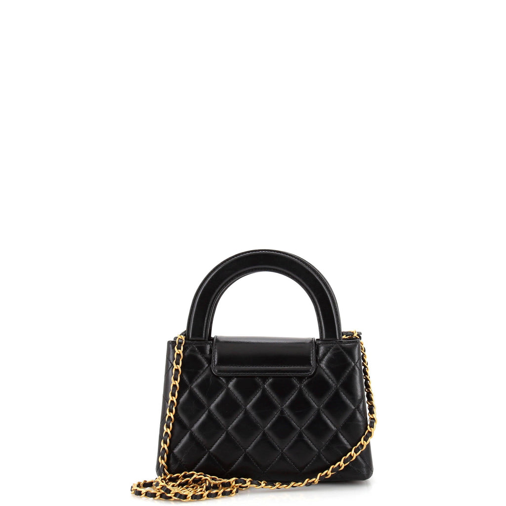 Kelly Top Handle Shopping Bag Quilted Shiny Aged Calfskin Mini