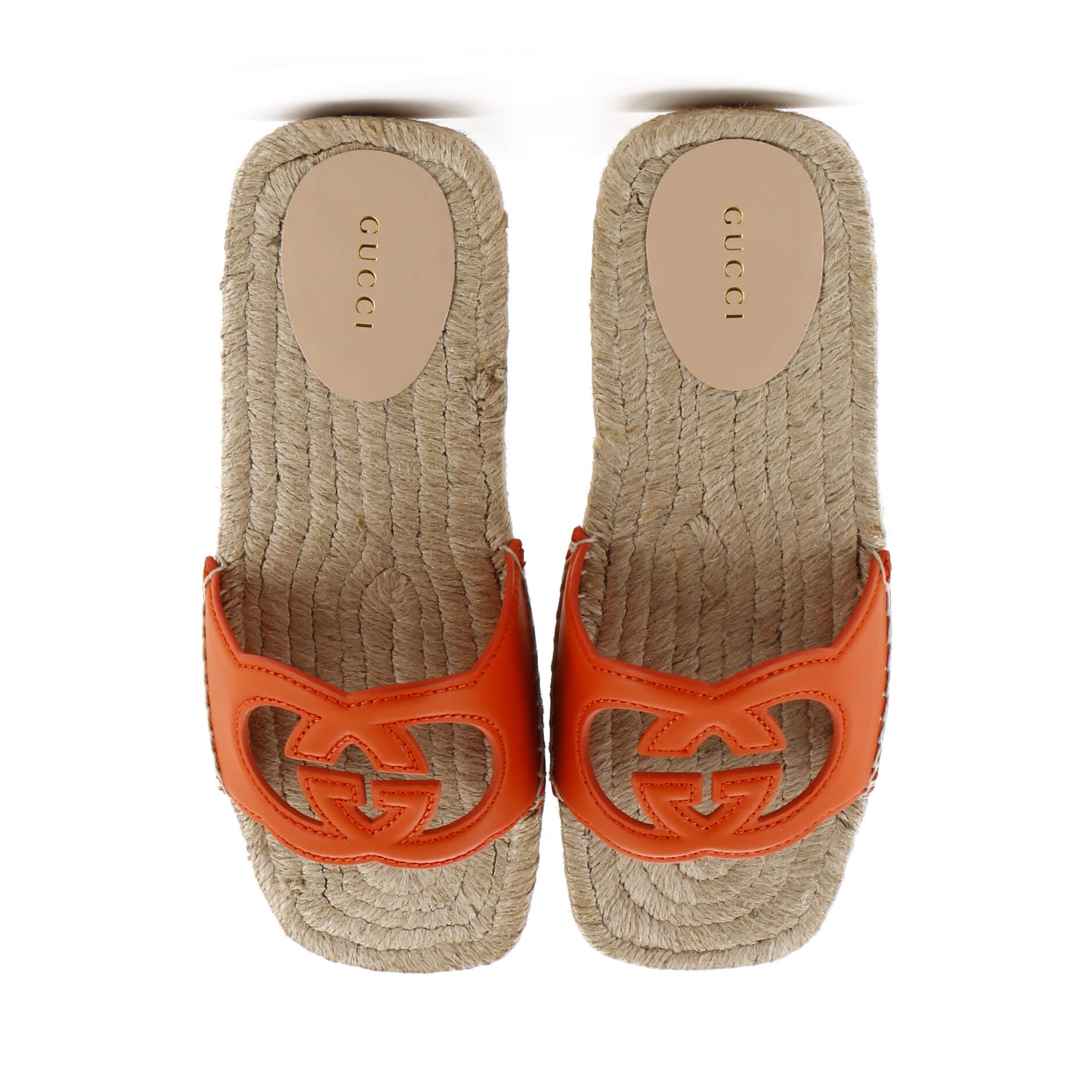 Women's Interlocking G Cut-Out Espadrille Slide Sandals Leather