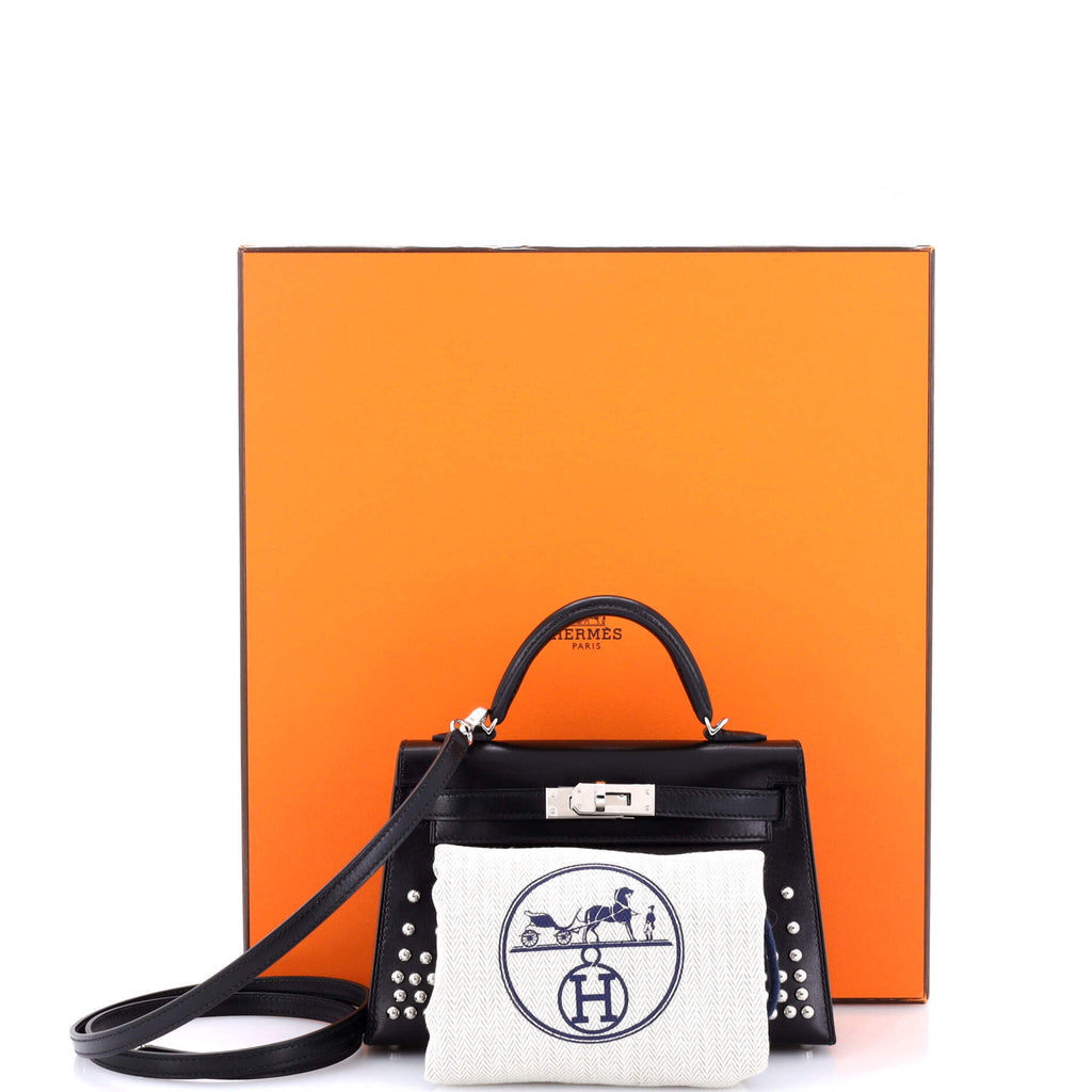 Kelly Mini II Bag Limited Edition Clouté Studded Box Calf 20