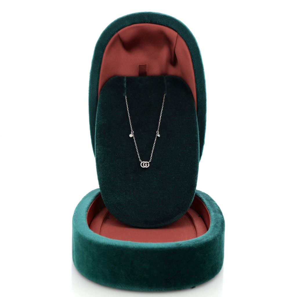 GG Running Station Necklace 18K White Gold and Diamonds