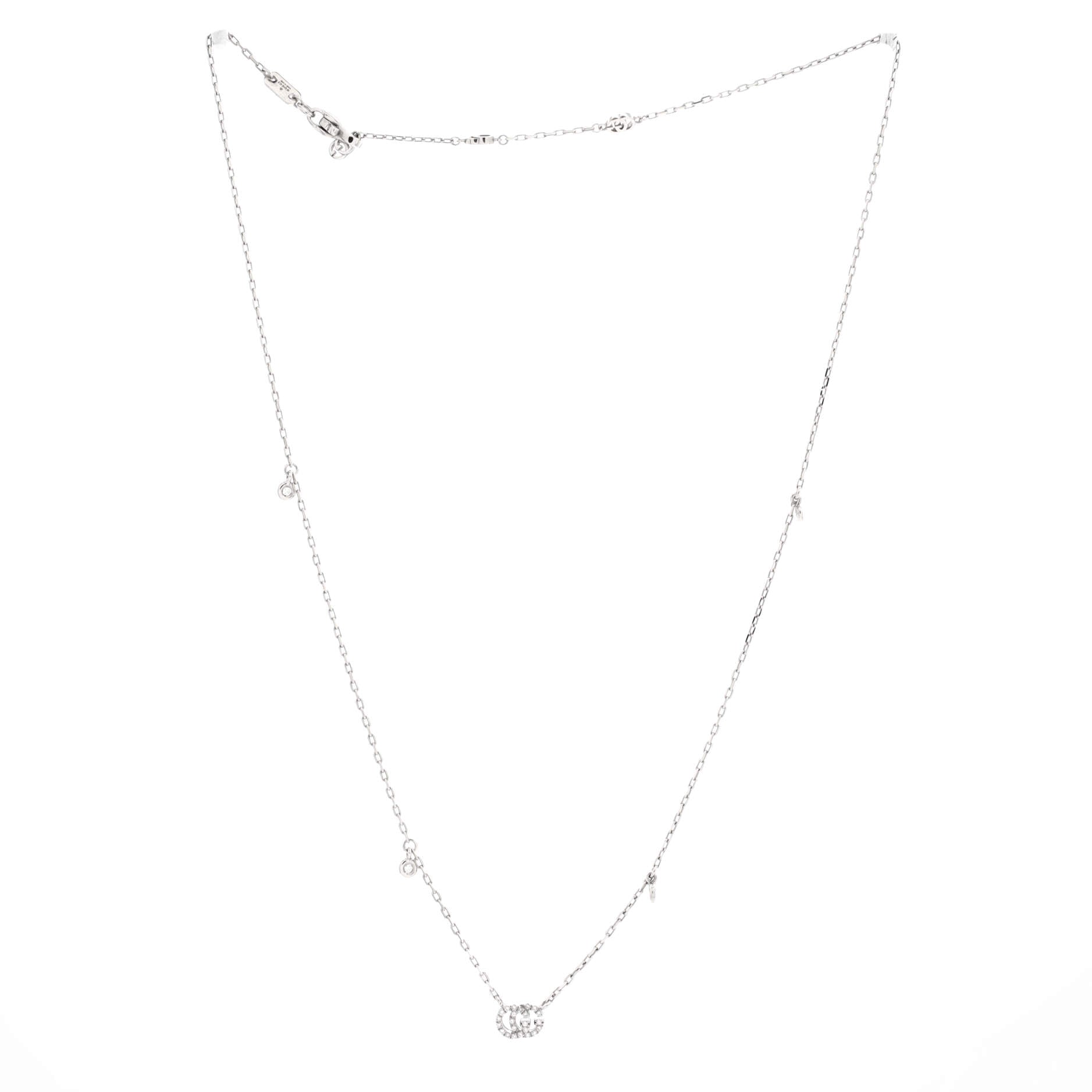 GG Running Station Necklace 18K White Gold and Diamonds