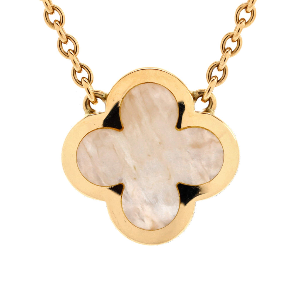 Pure Alhambra Pendant Necklace 18K Yellow Gold and Mother of Pearl