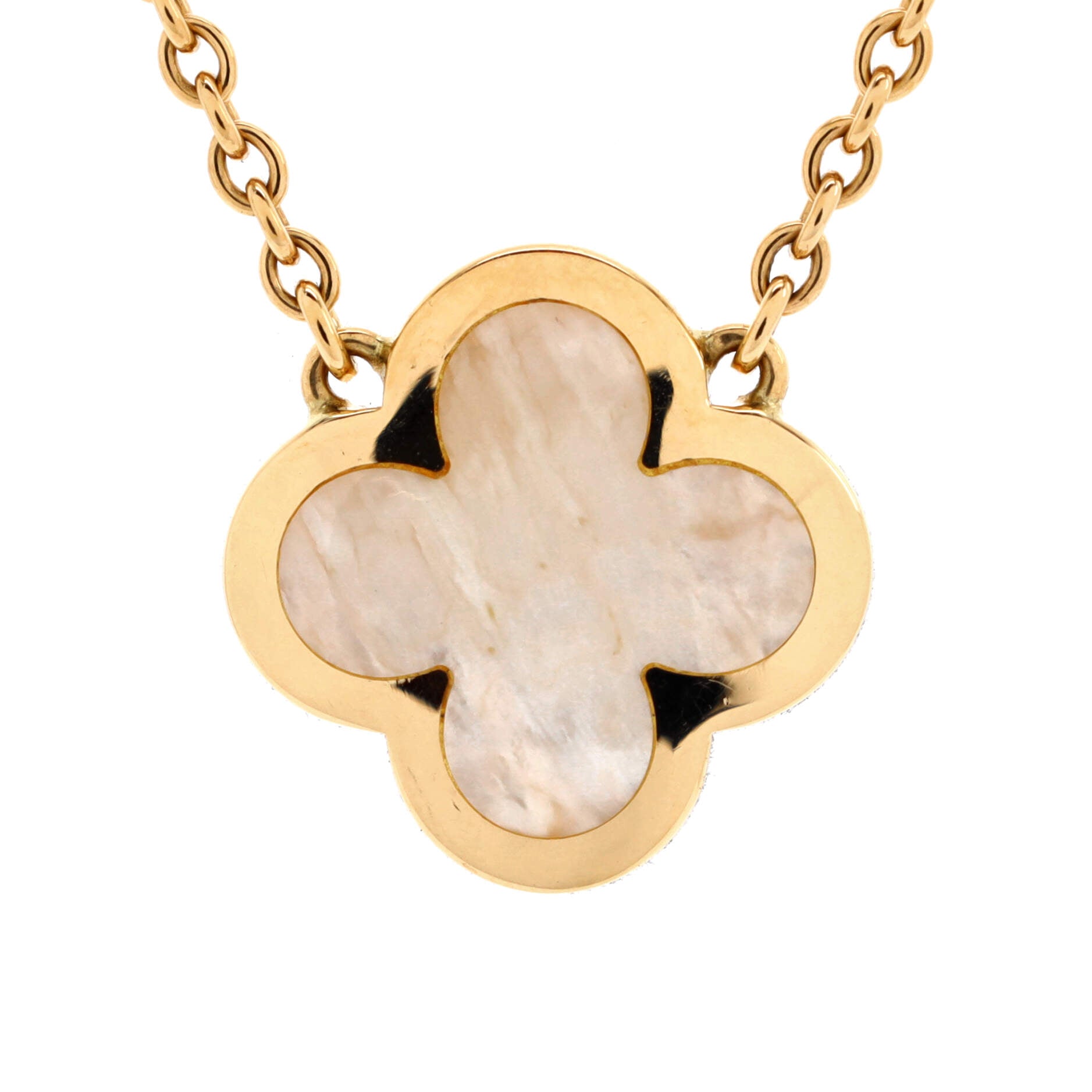 Pure Alhambra Pendant Necklace 18K Yellow Gold and Mother of Pearl