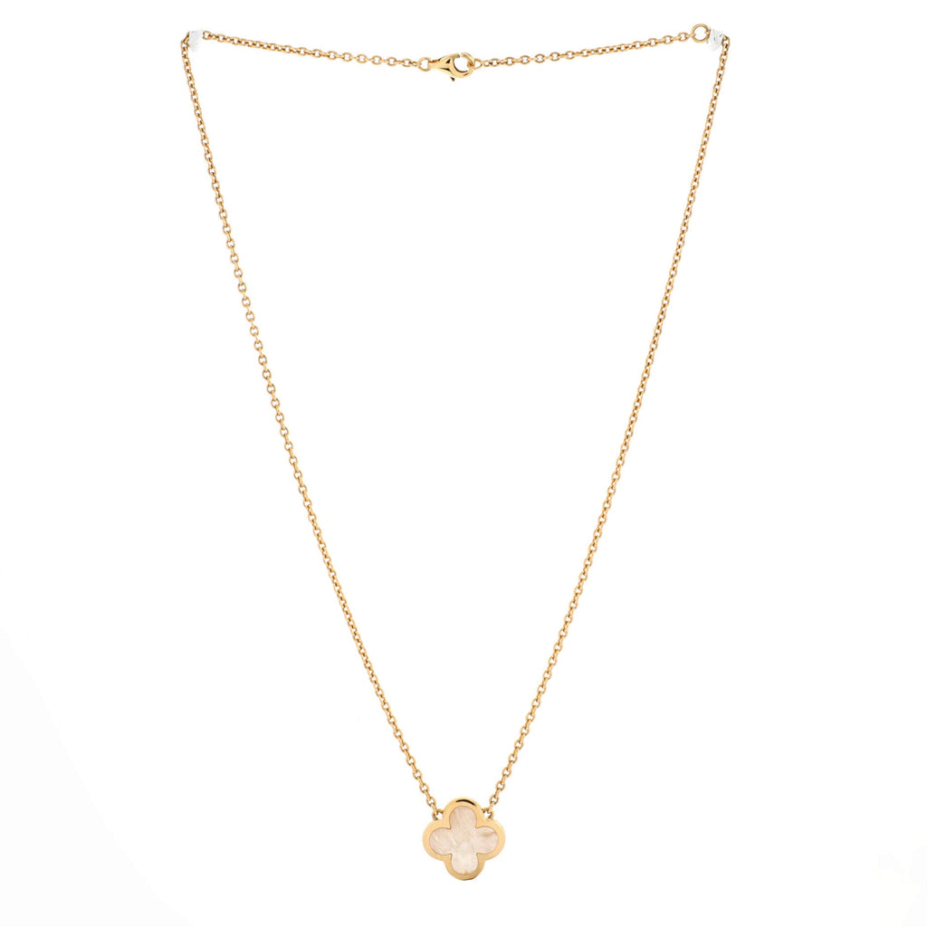 Pure Alhambra Pendant Necklace 18K Yellow Gold and Mother of Pearl