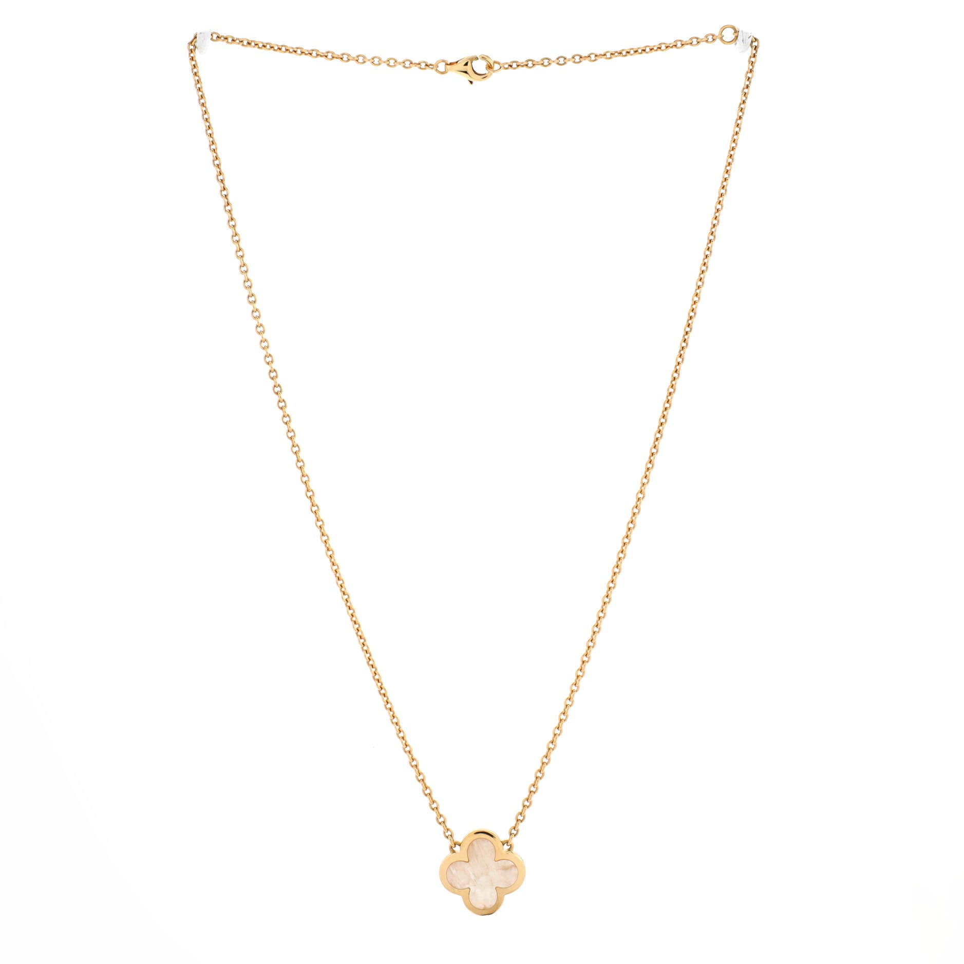 Pure Alhambra Pendant Necklace 18K Yellow Gold and Mother of Pearl
